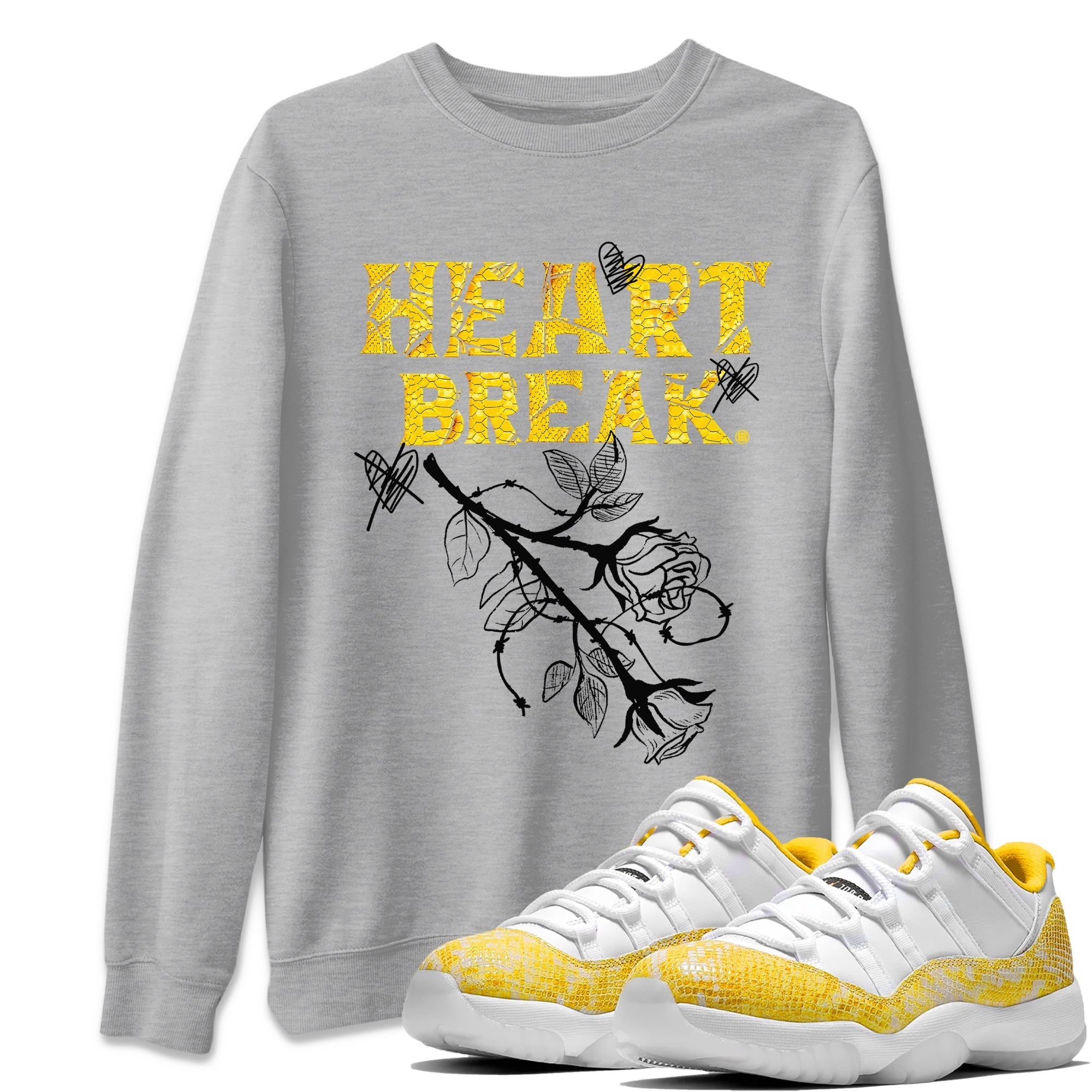Heart Break Unisex Tops - Air Jordan 11 Yellow Python
