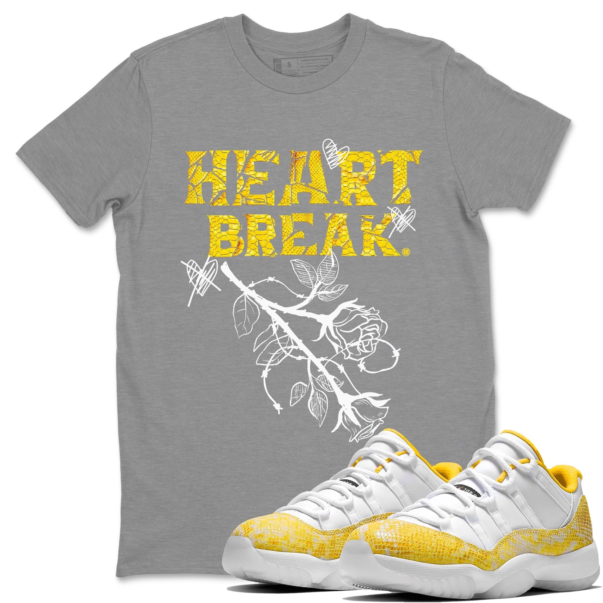 Heart Break Unisex Tops - Air Jordan 11 Yellow Python
