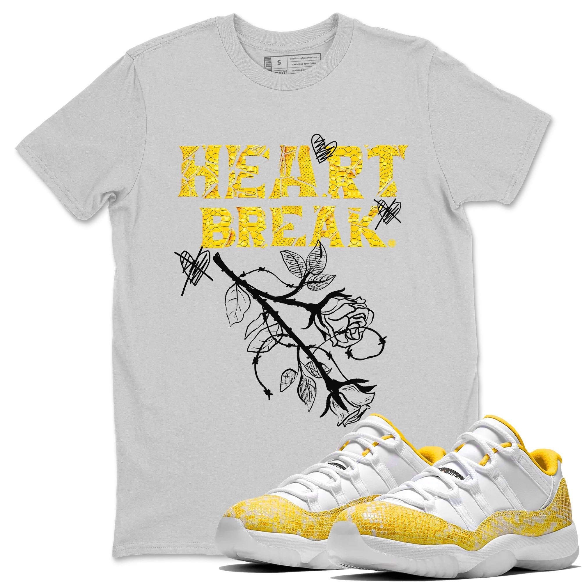 Heart Break Unisex Tops - Air Jordan 11 Yellow Python