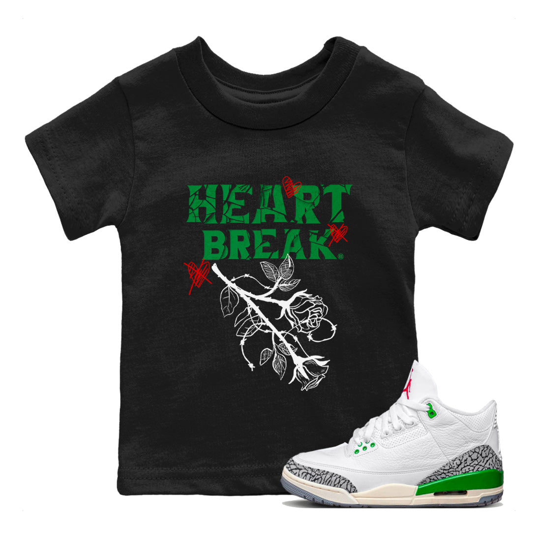 Heart Break Kids Tops - Air Jordan 3 Lucky Green