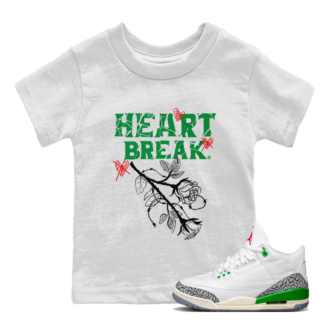 Heart Break Kids Tops - Air Jordan 3 Lucky Green