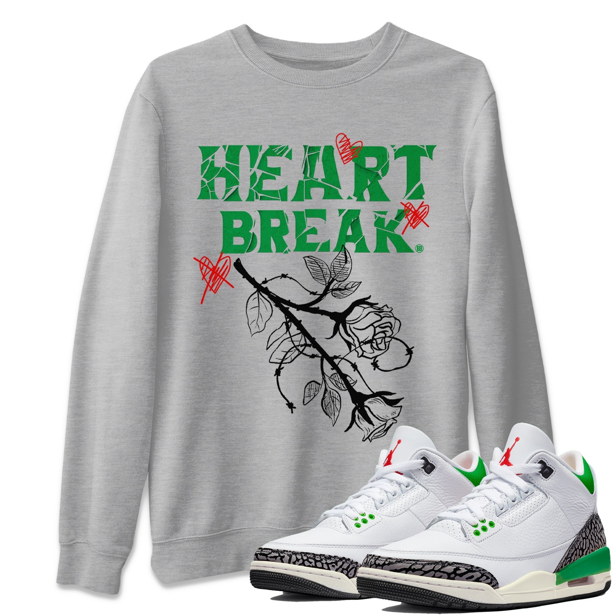 Heart Break Unisex Tops - Air Jordan 3 Lucky Green
