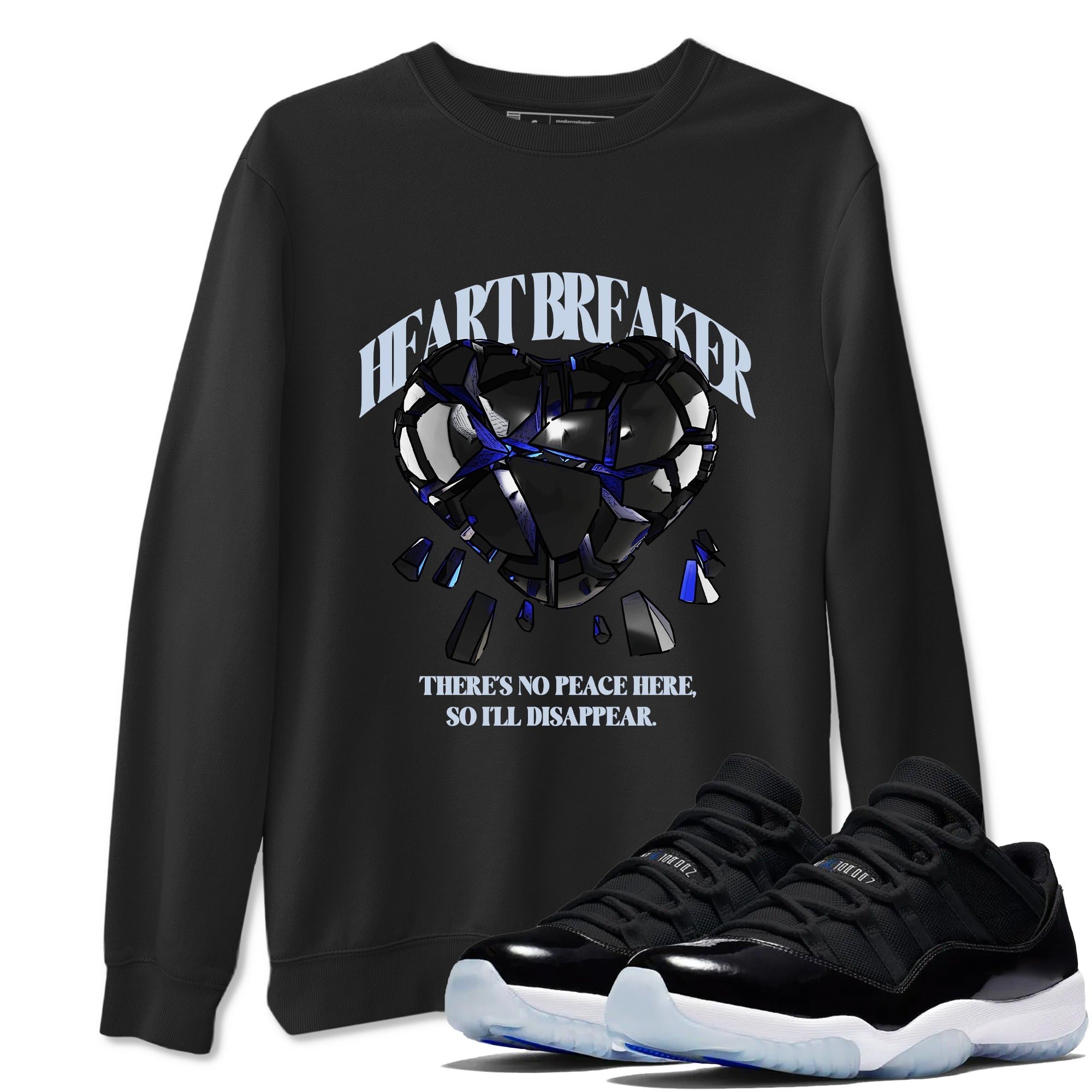 Heart Breaker snkmatch Tees - Air Jordan 11 Black and Varsity Royal