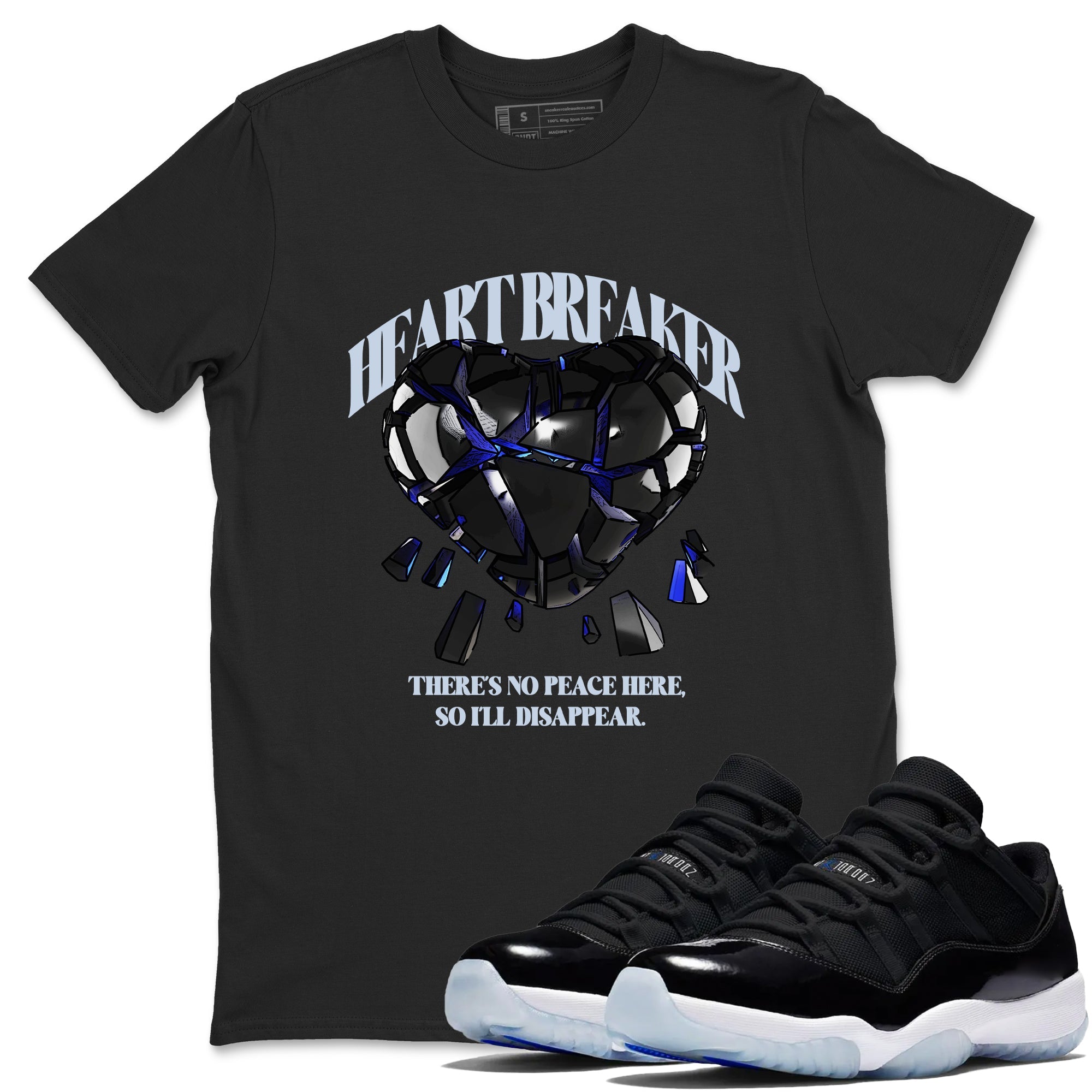 Heart Breaker snkmatch Tees - Air Jordan 11 Black and Varsity Royal