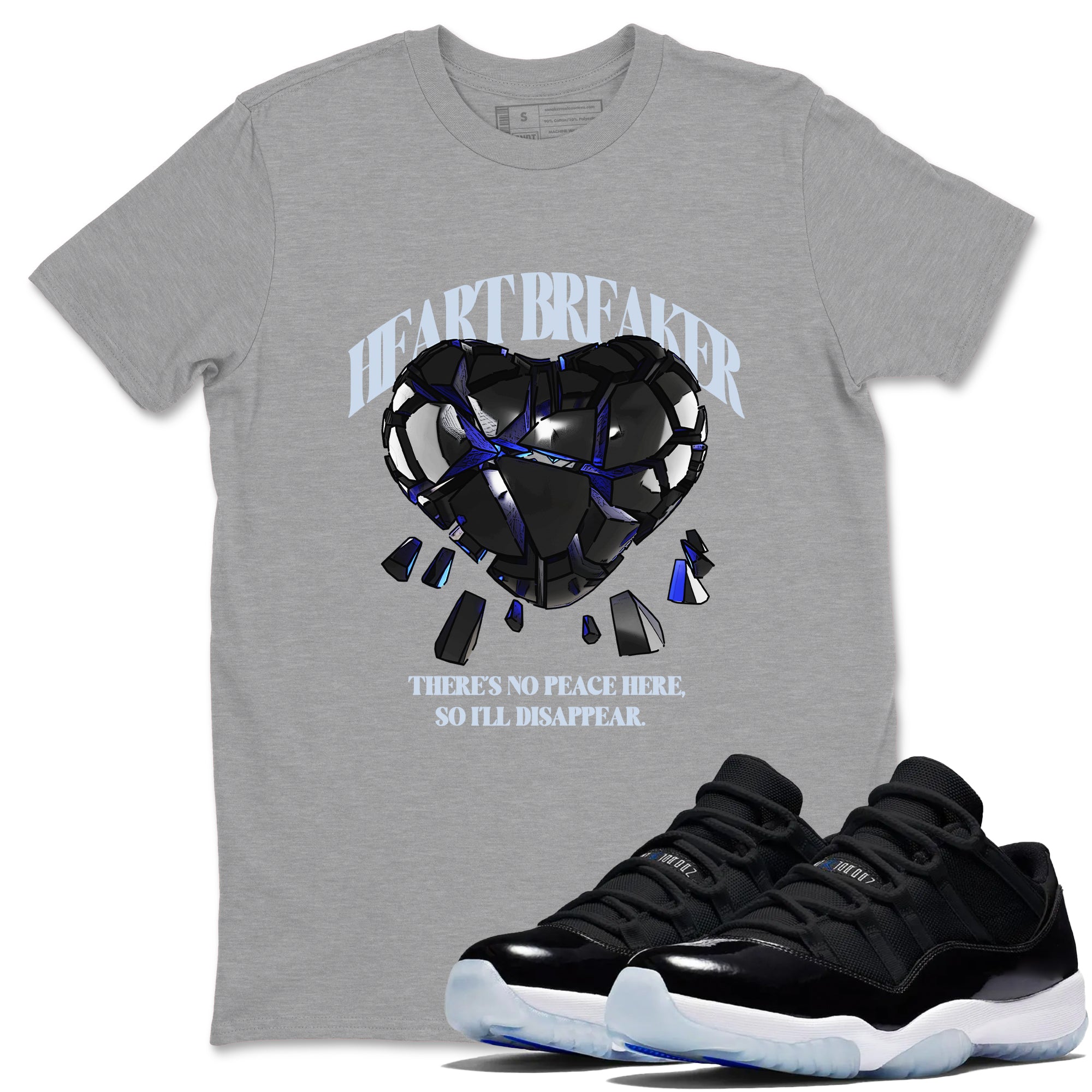 Heart Breaker snkmatch Tees - Air Jordan 11 Black and Varsity Royal