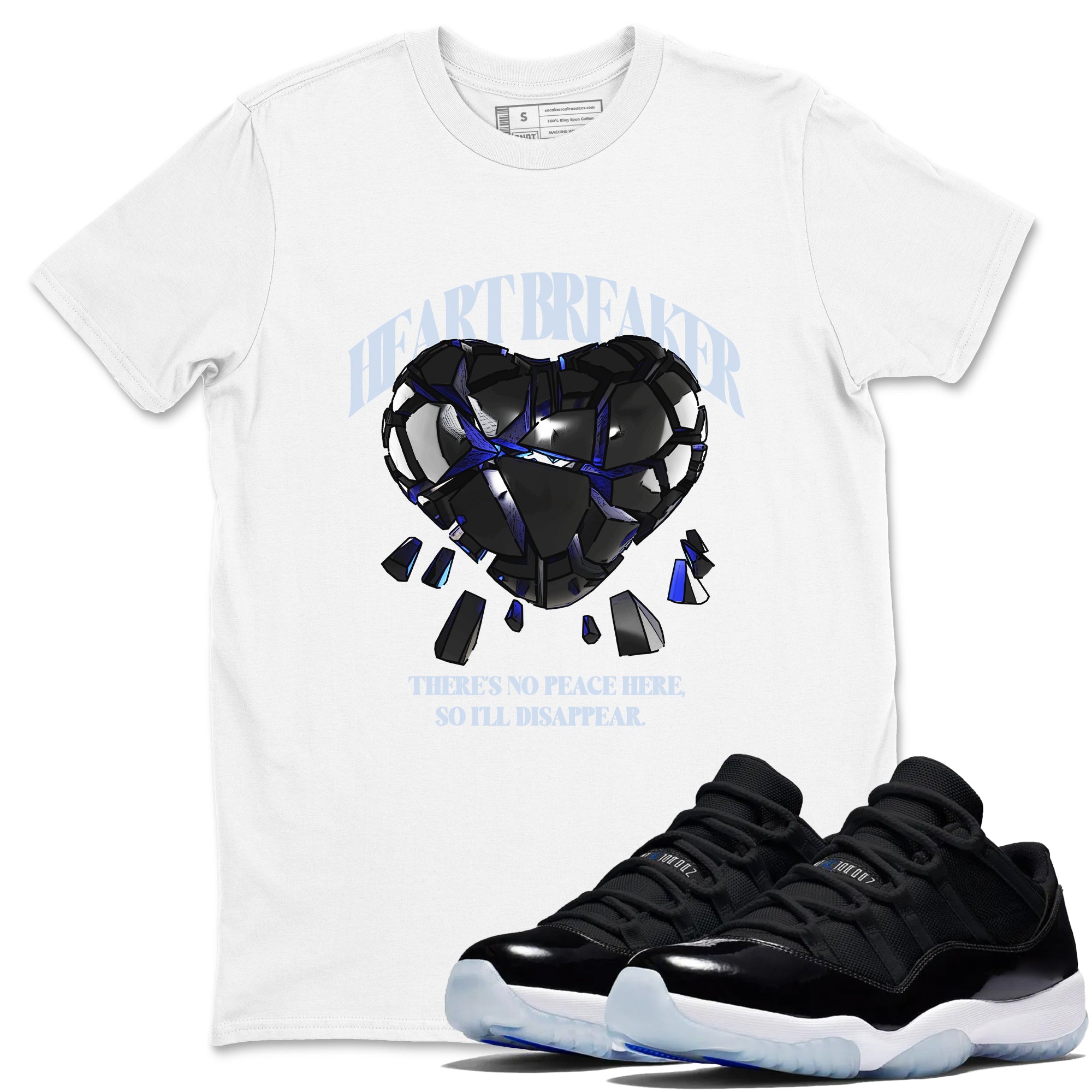 Heart Breaker snkmatch Tees - Air Jordan 11 Black and Varsity Royal