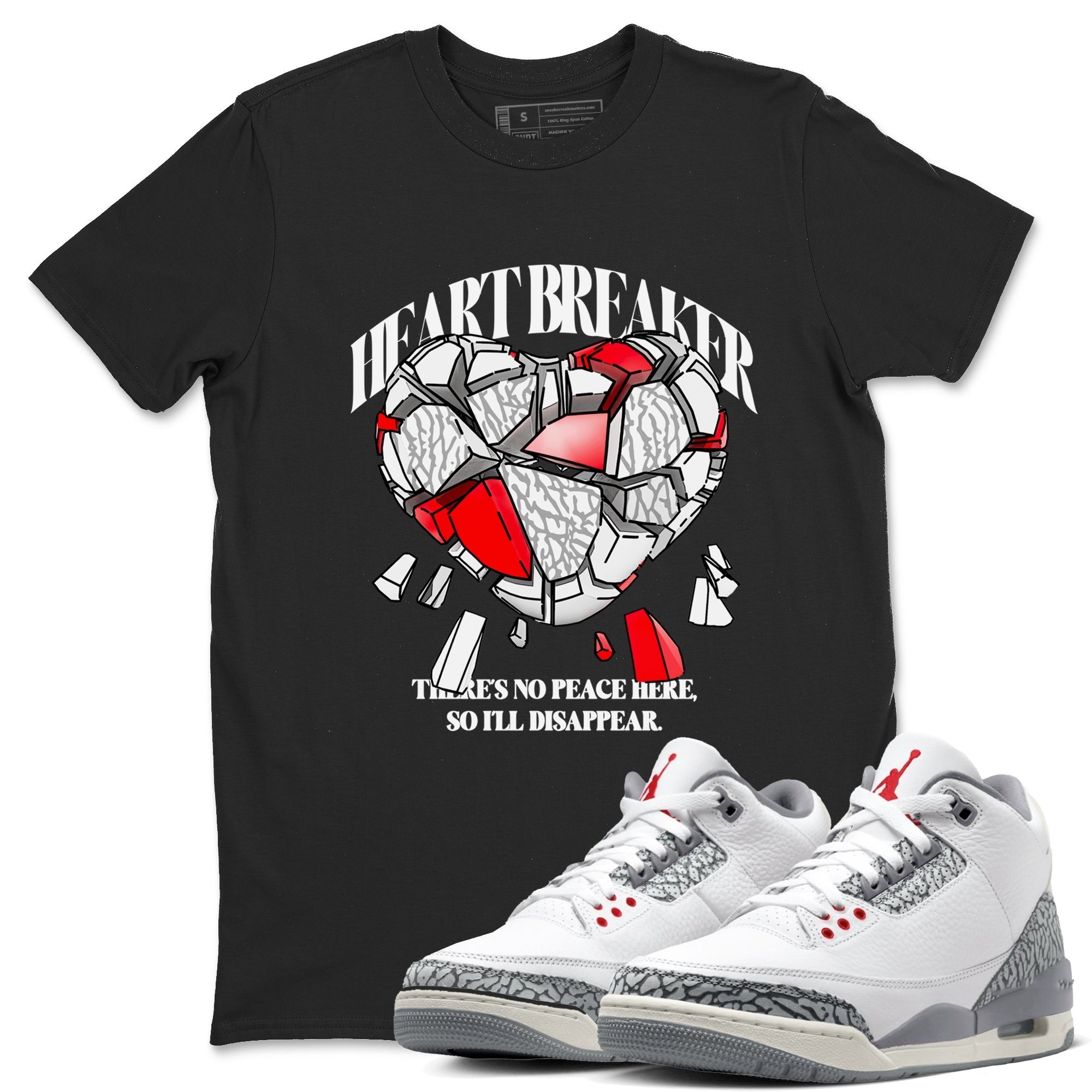 Heart Breaker snkmatch Tees - Air Jordan 3 Cement Grey