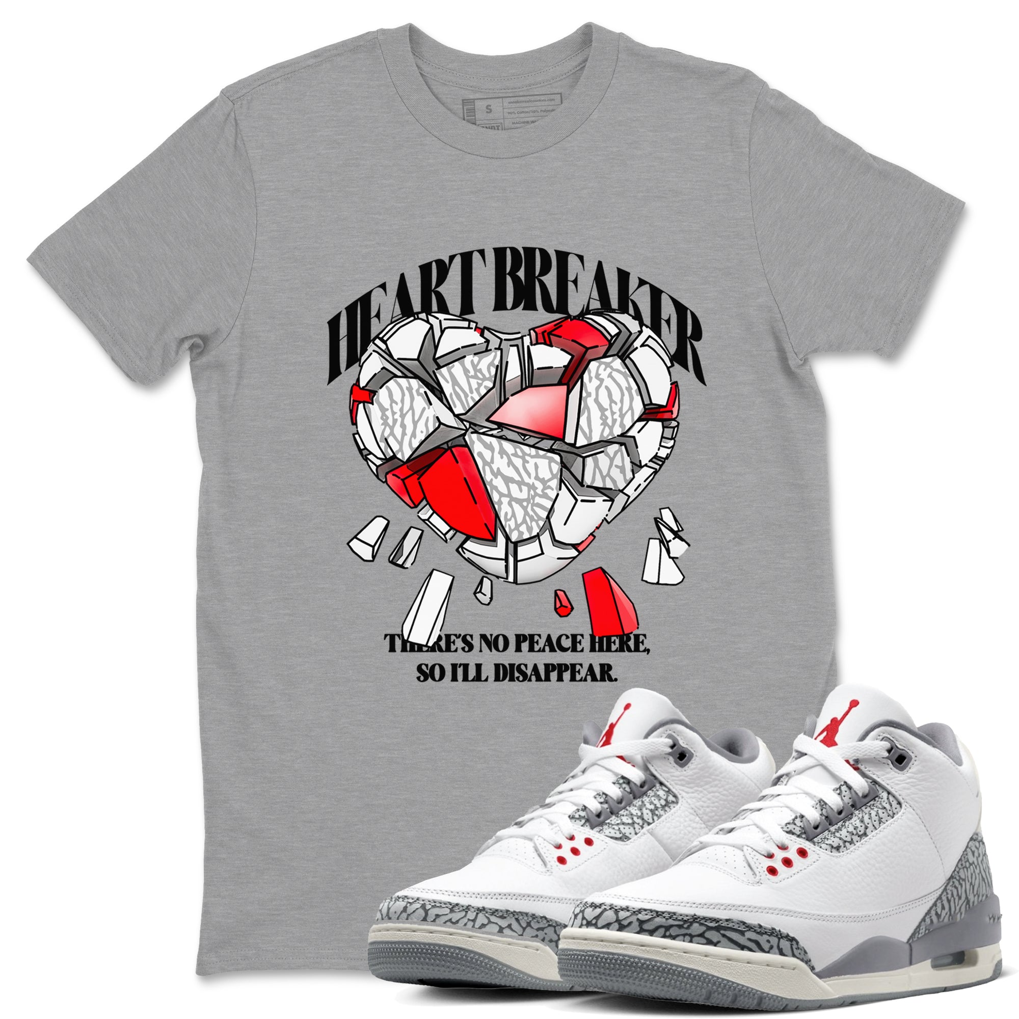 Heart Breaker snkmatch Tees - Air Jordan 3 Cement Grey