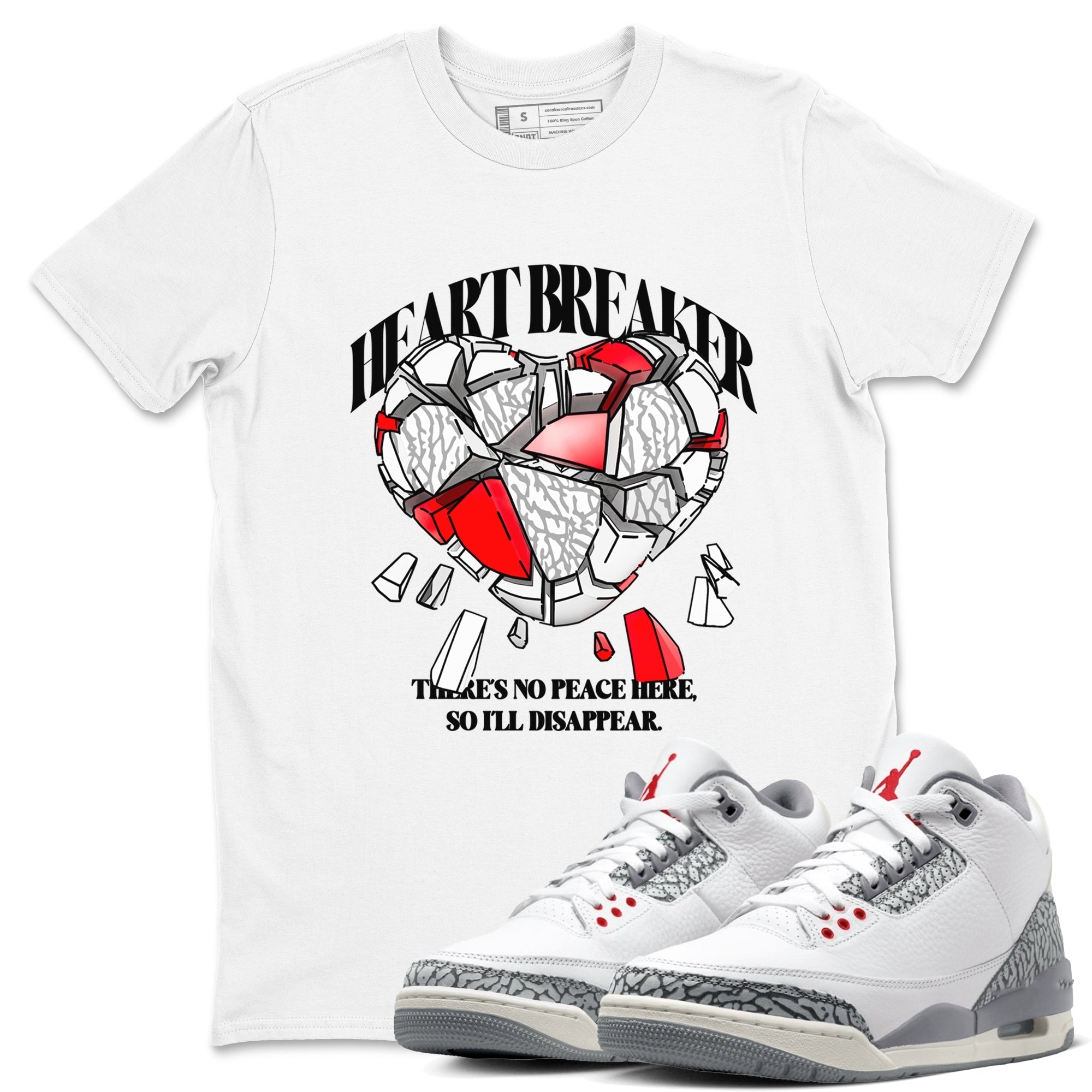 Heart Breaker snkmatch Tees - Air Jordan 3 Cement Grey