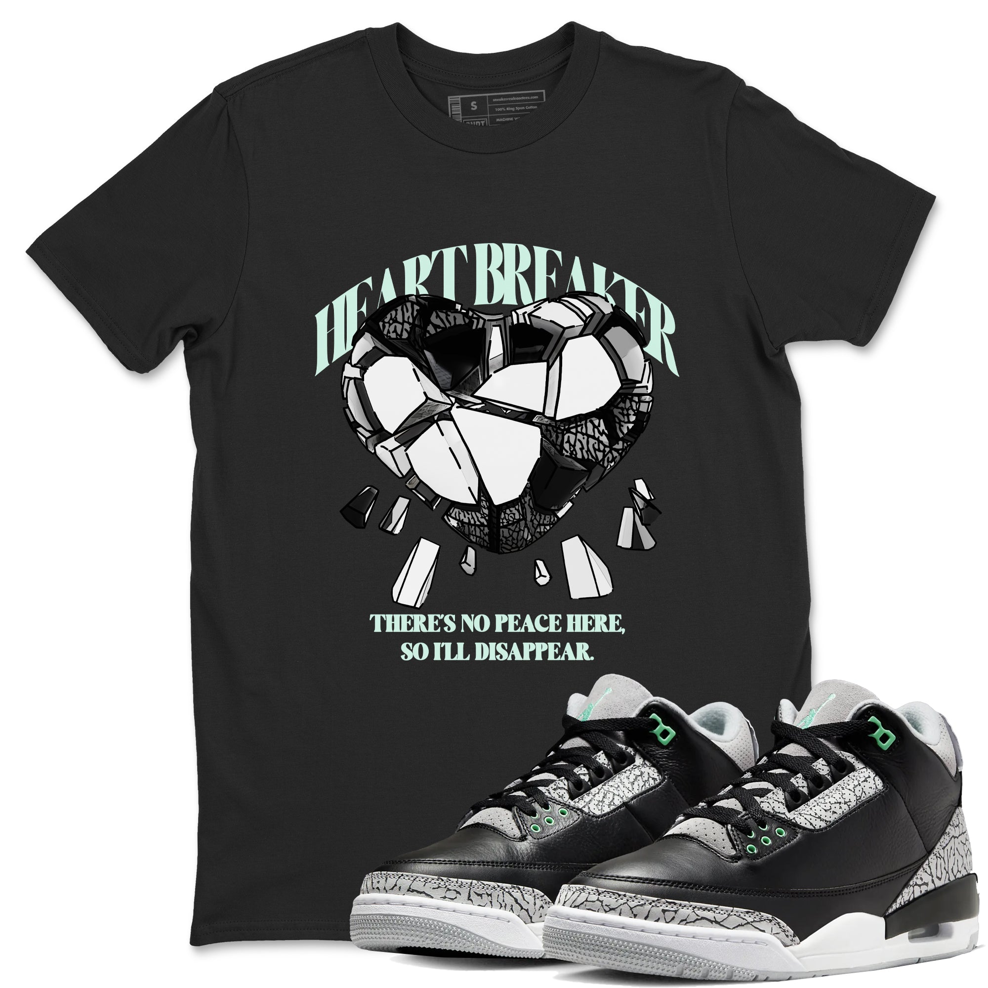 Heart Breaker snkmatch Tees - Air Jordan 3 Green Glow
