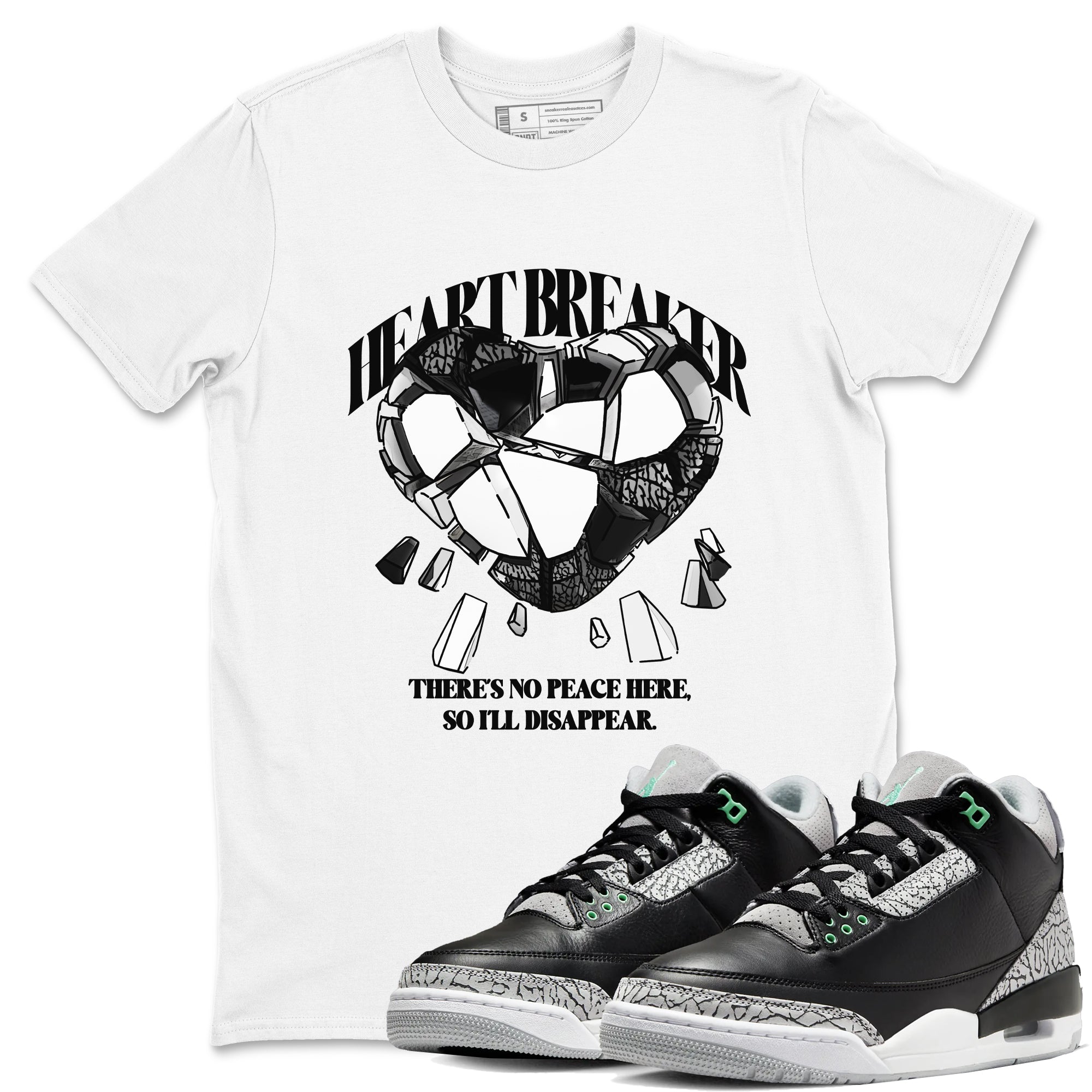 Heart Breaker snkmatch Tees - Air Jordan 3 Green Glow