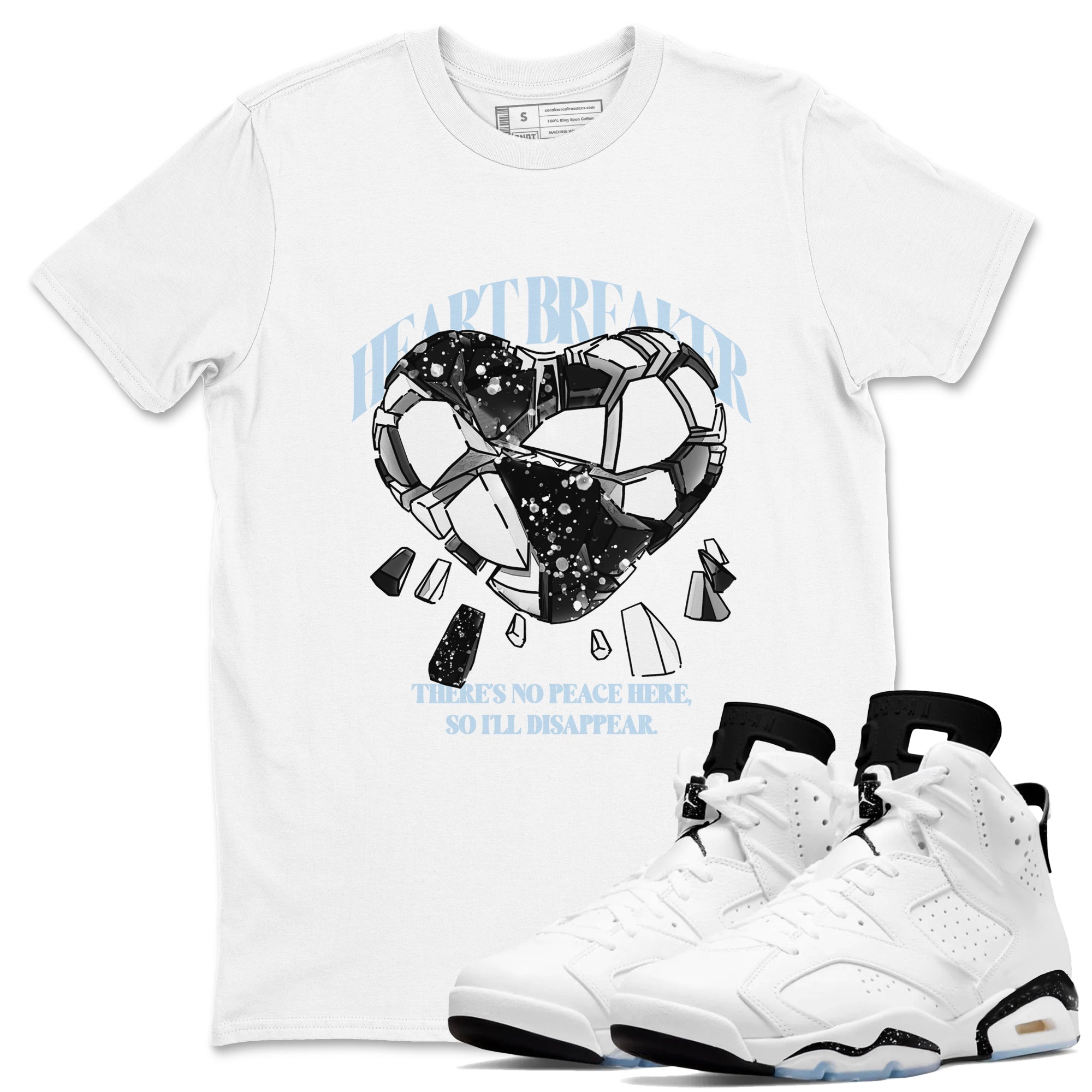 Heart Breaker snkmatch Tees - Air Jordan 6 White Black