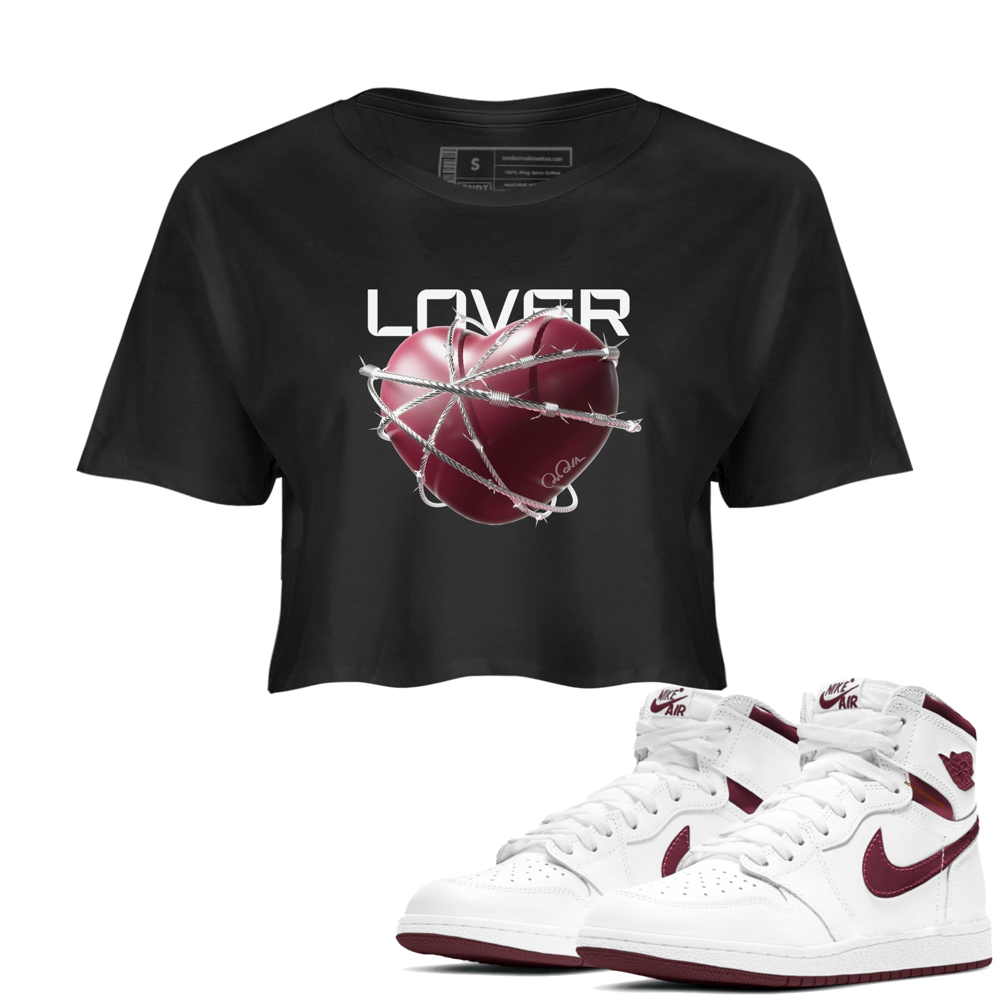 Heart Lover snkmatch Women's Top - Air Jordan 1 Metallic Burgundy