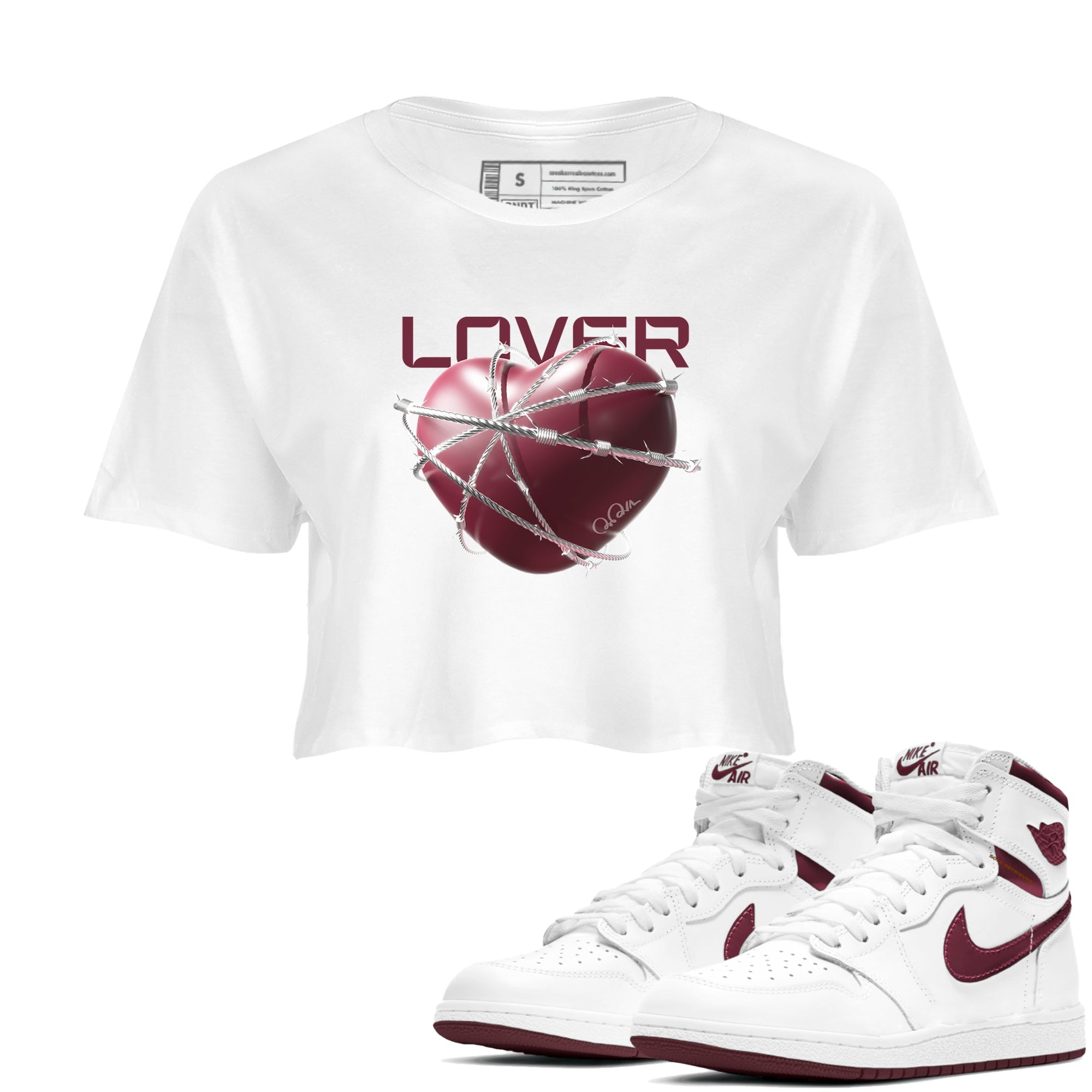 Heart Lover snkmatch Women's Top - Air Jordan 1 Metallic Burgundy