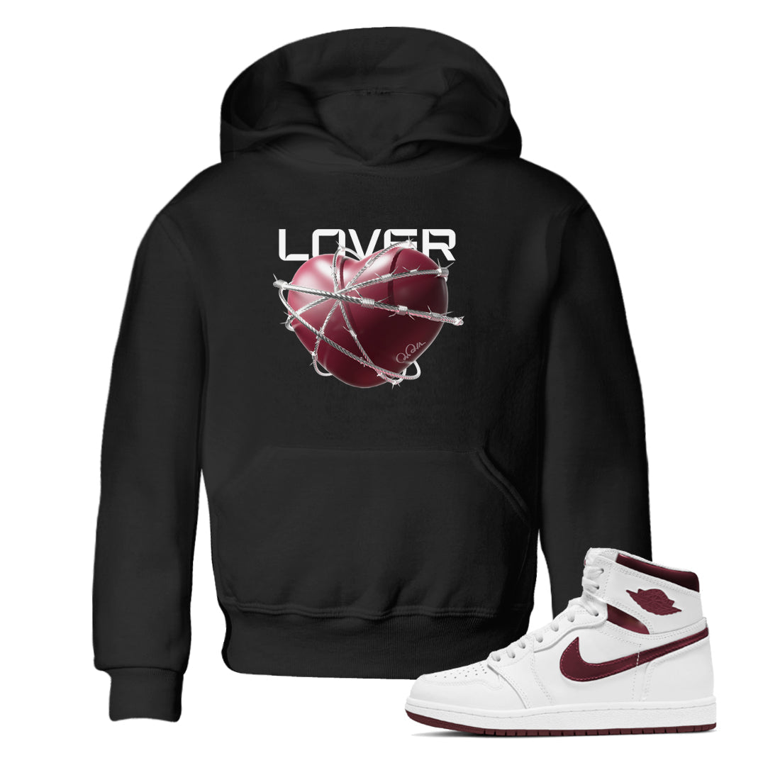 Heart Lover snkmatch Tee Kids - Air Jordan 1 Metallic Burgundy