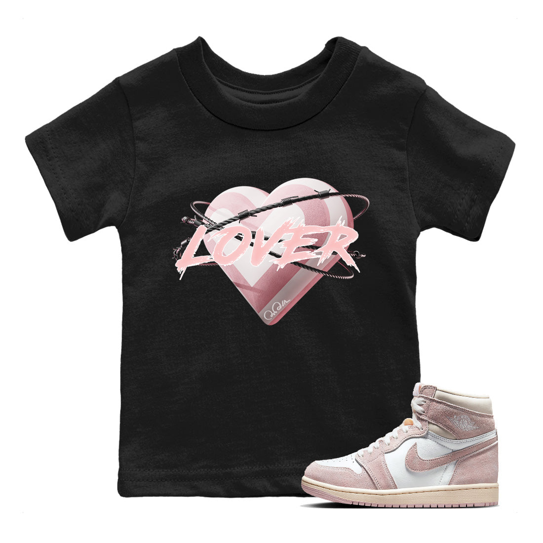 Heart Lover Kids Tops - Air Jordan 1 Washed Pink