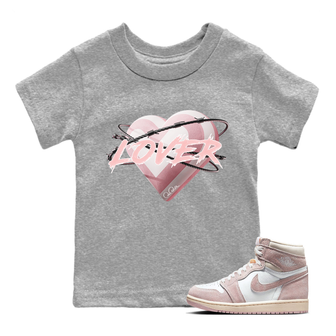Heart Lover Kids Tops - Air Jordan 1 Washed Pink