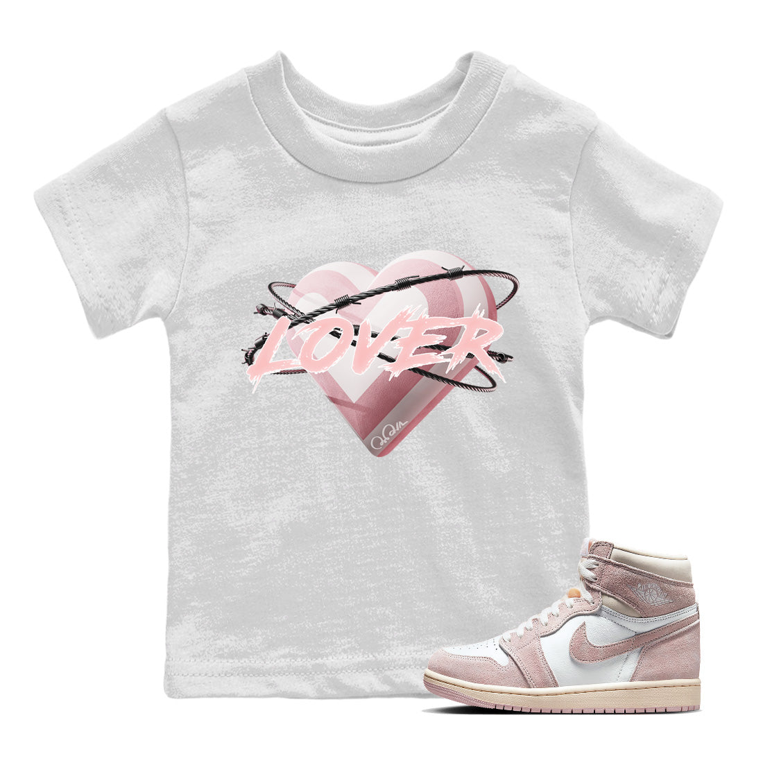 Heart Lover Kids Tops - Air Jordan 1 Washed Pink