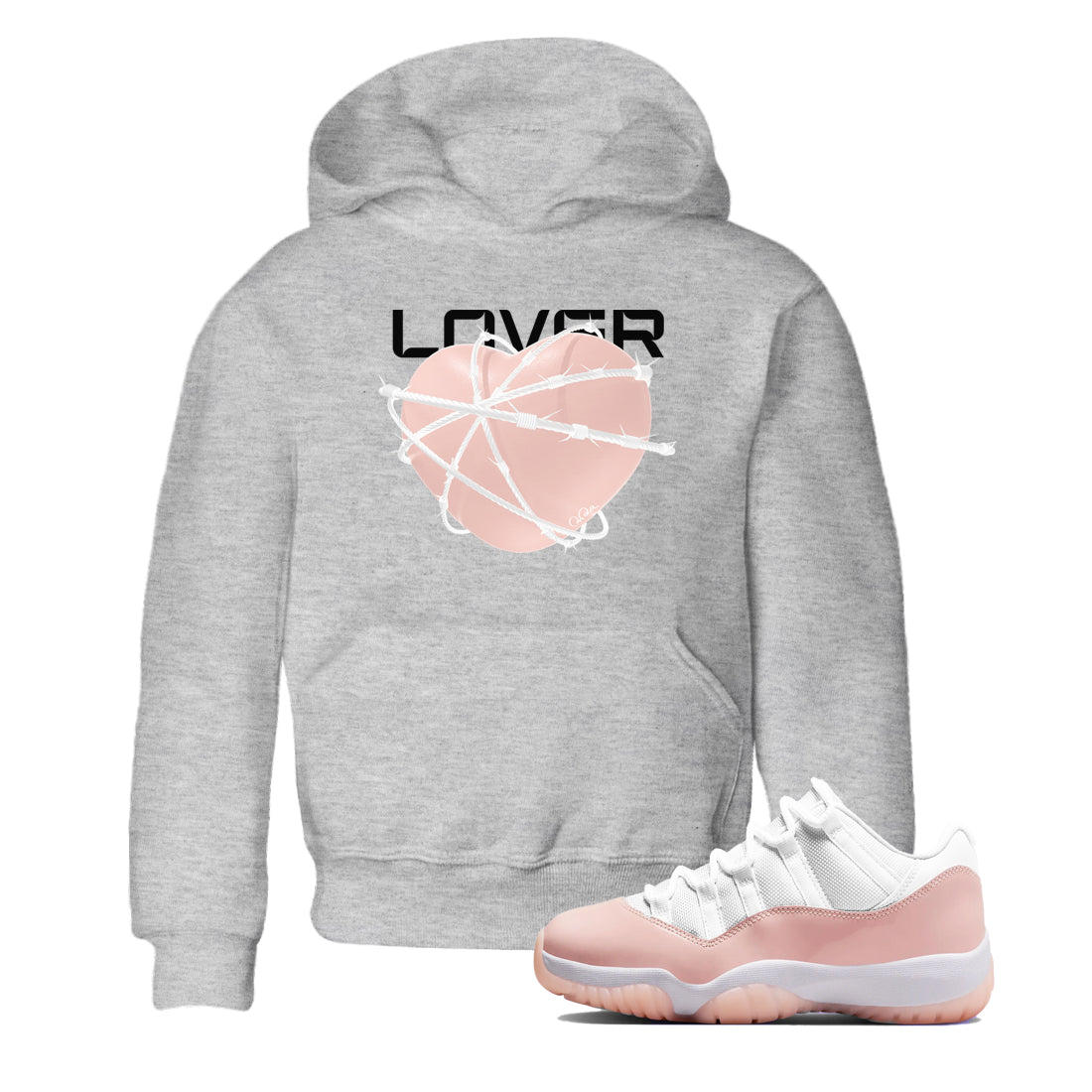 Heart Lover snkmatch Tees Kids - Air Jordan 11 Legend Pink