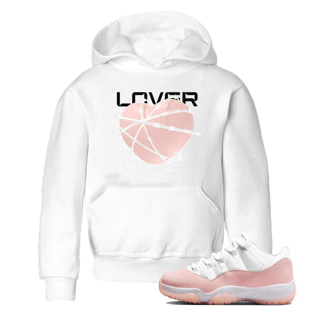 Heart Lover snkmatch Tees Kids - Air Jordan 11 Legend Pink