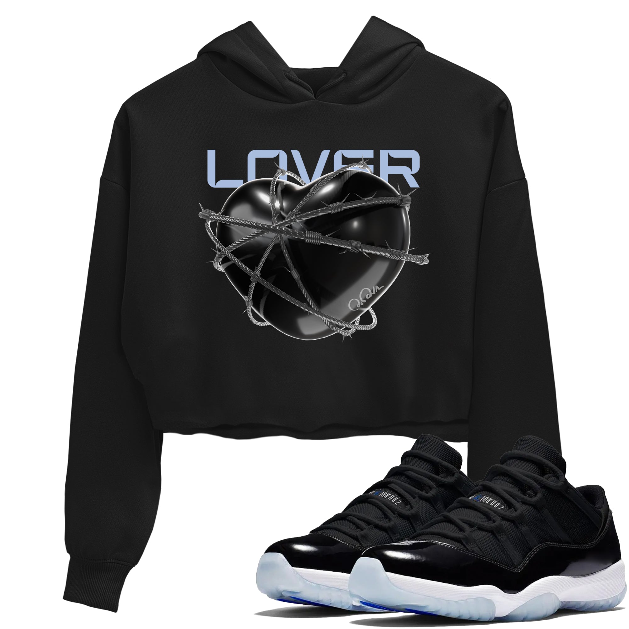 Heart Lover snkmatch Women's Top - Air Jordan 11 Black and Varsity Royal