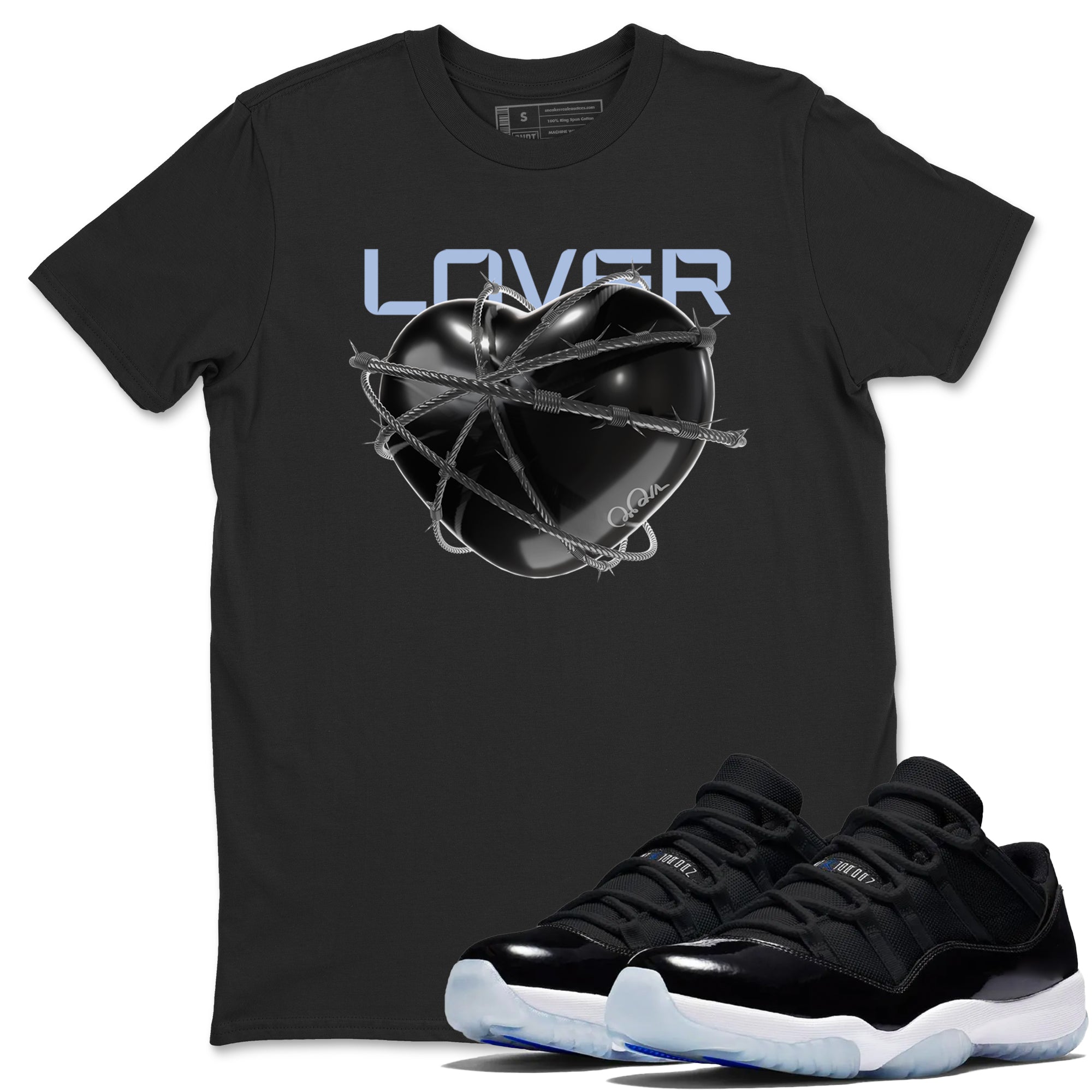 Heart Lover snkmatch Tee - Air Jordan 11 Black and Varsity Royal
