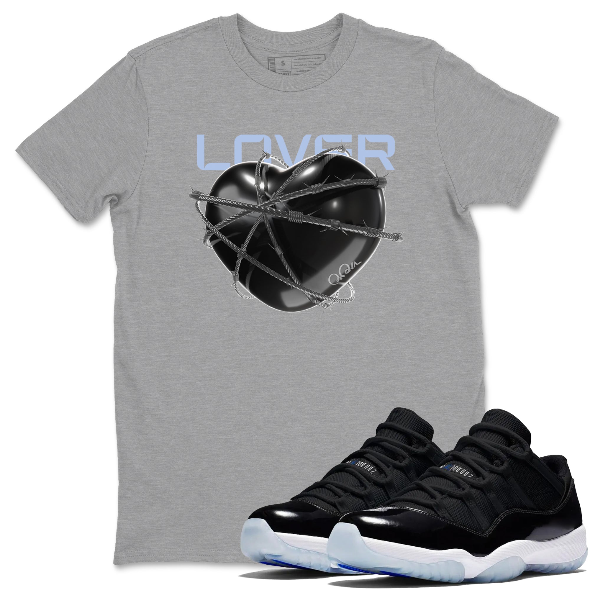 Heart Lover snkmatch Tee - Air Jordan 11 Black and Varsity Royal
