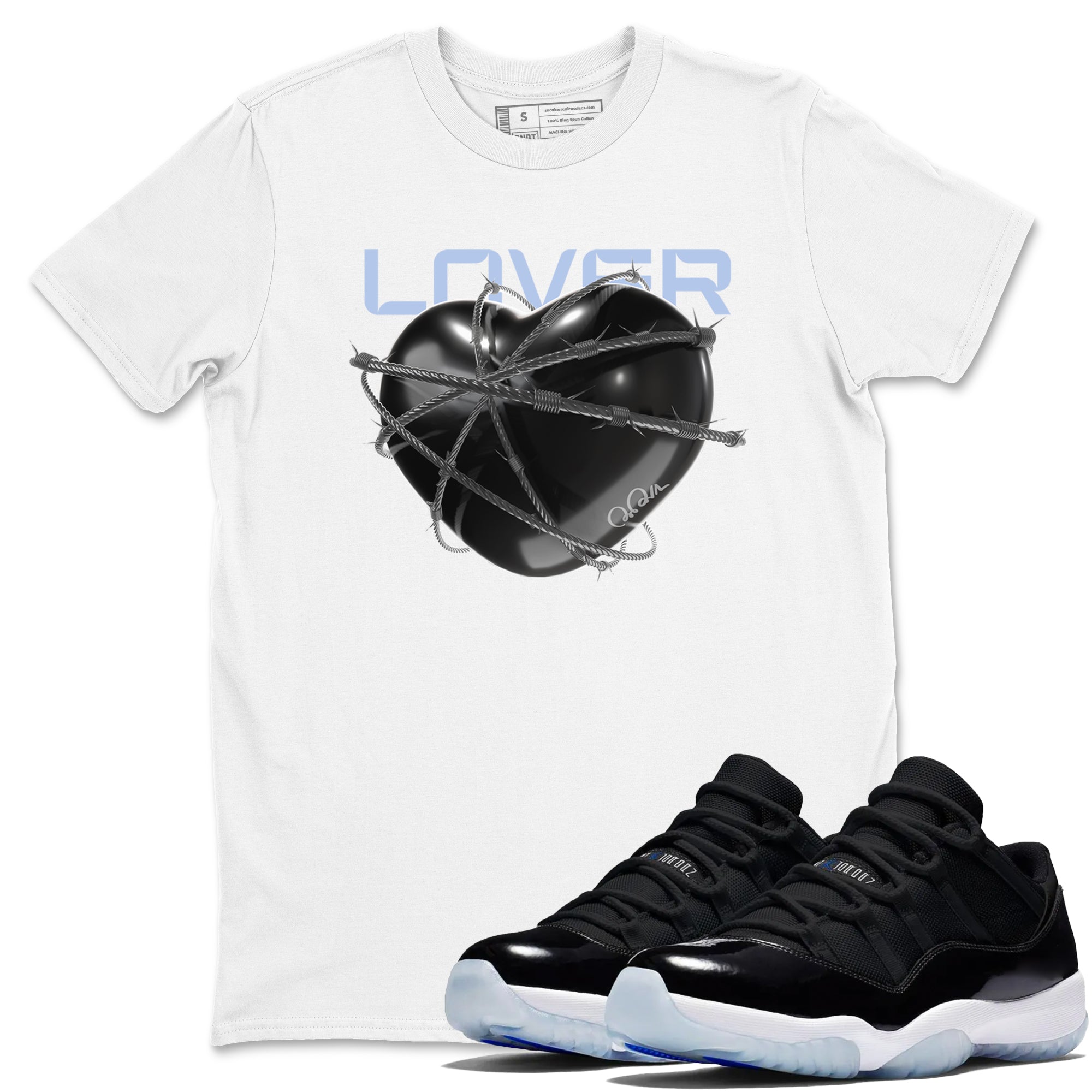 Heart Lover snkmatch Tee - Air Jordan 11 Black and Varsity Royal