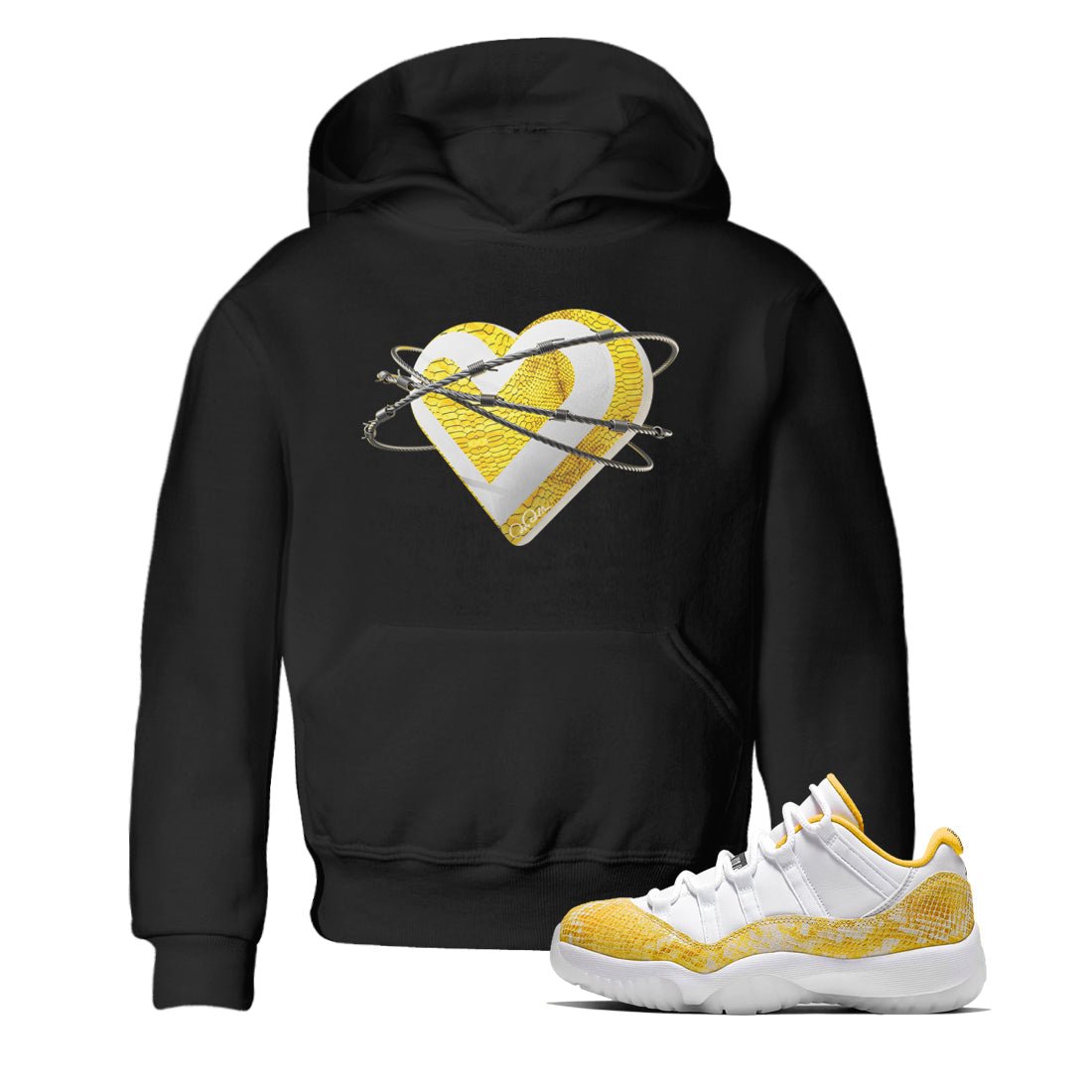 Heart Lover Kids Tops - Air Jordan 11 Yellow Python