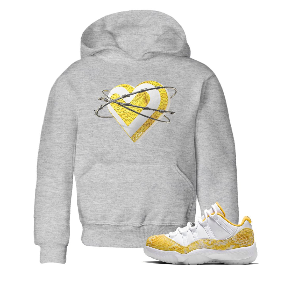 Heart Lover Kids Tops - Air Jordan 11 Yellow Python