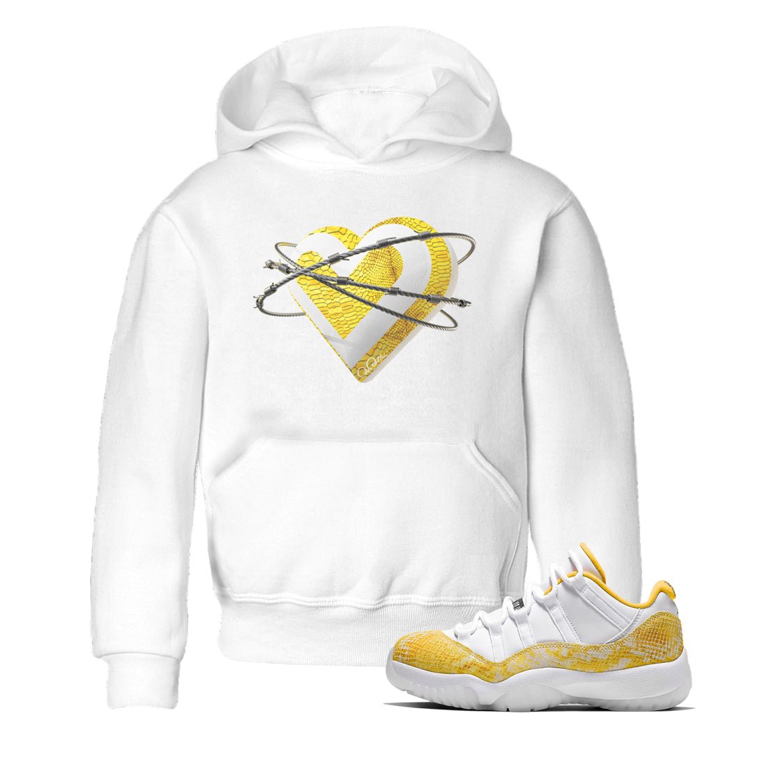 Heart Lover Kids Tops - Air Jordan 11 Yellow Python