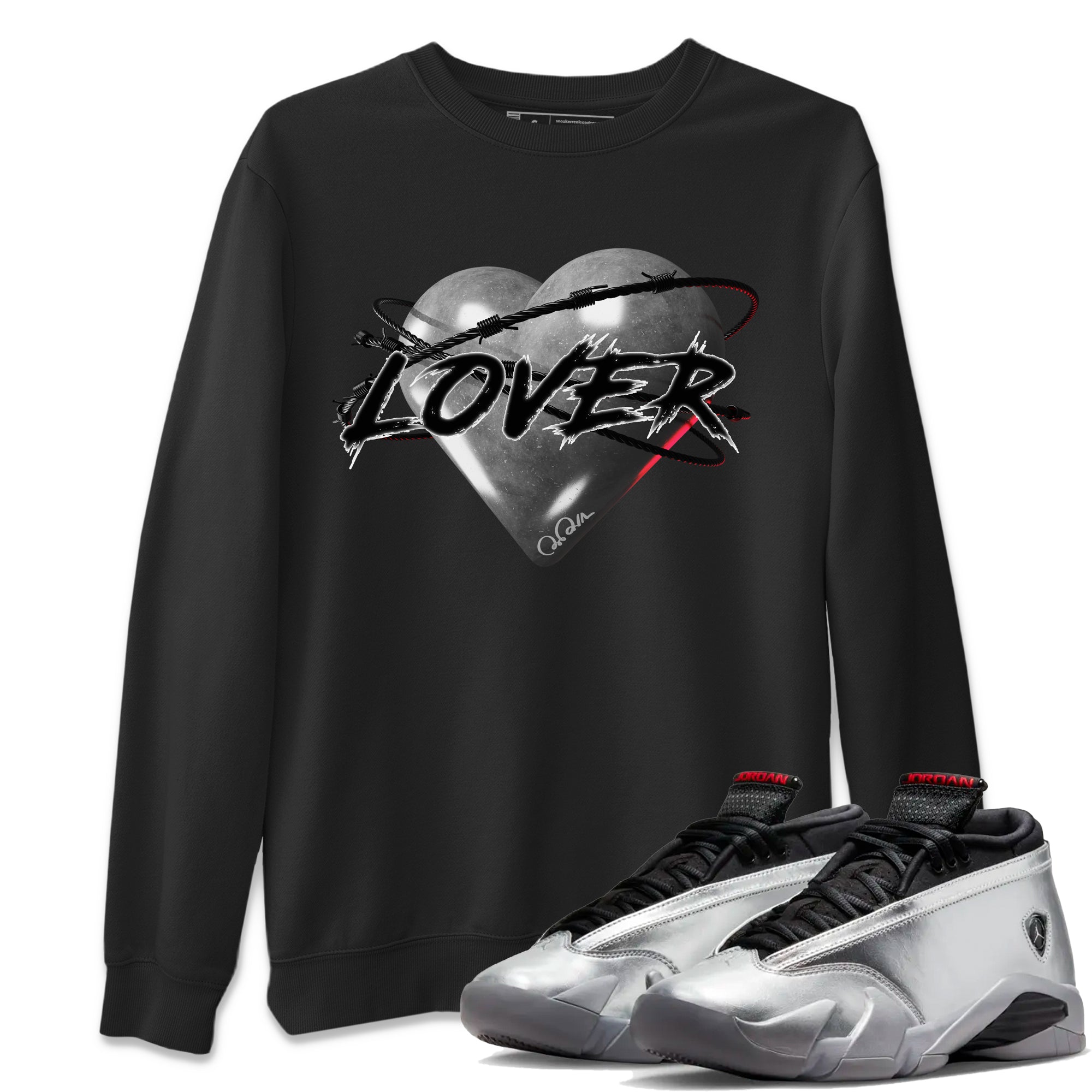 Heart Lover Unisex Tops - Air Jordan 14 Metallic Silver