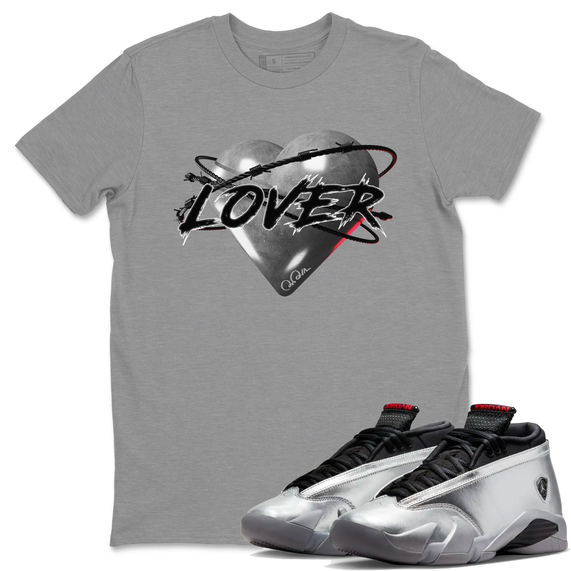 Heart Lover Unisex Tops - Air Jordan 14 Metallic Silver