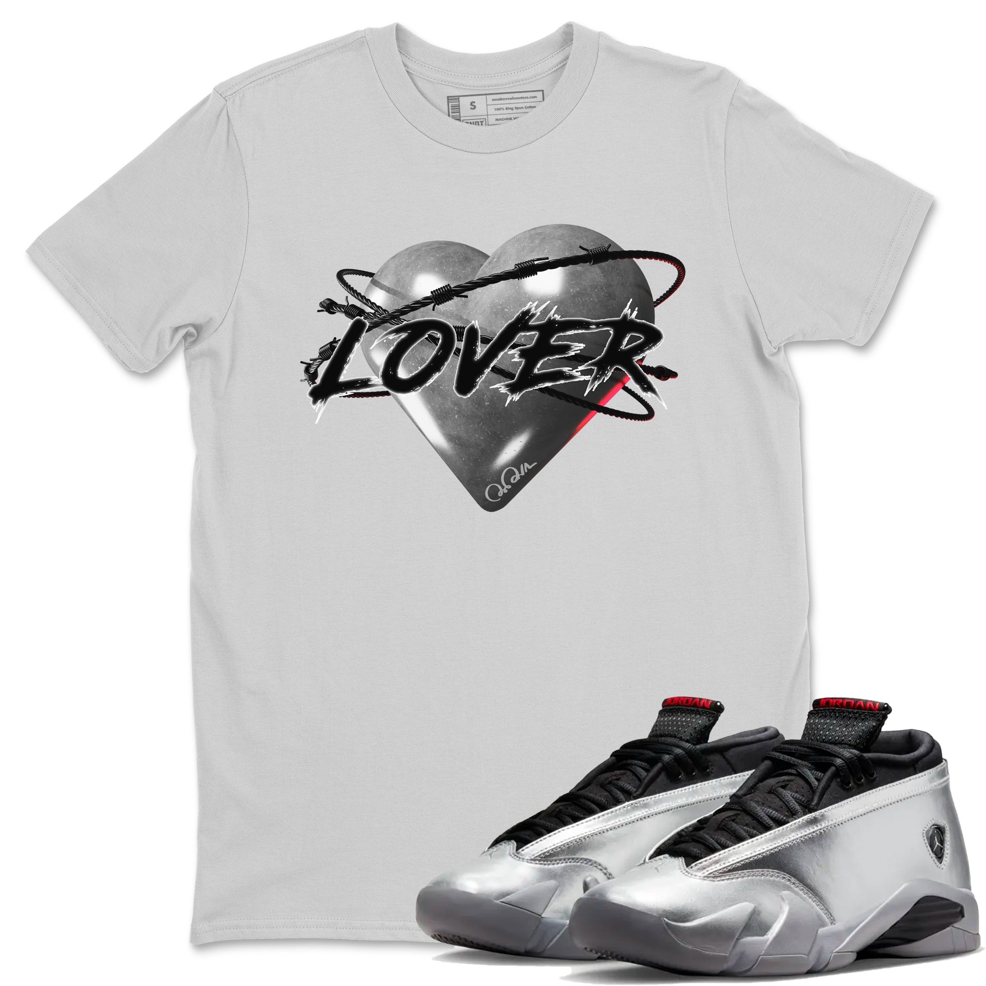 Heart Lover Unisex Tops - Air Jordan 14 Metallic Silver