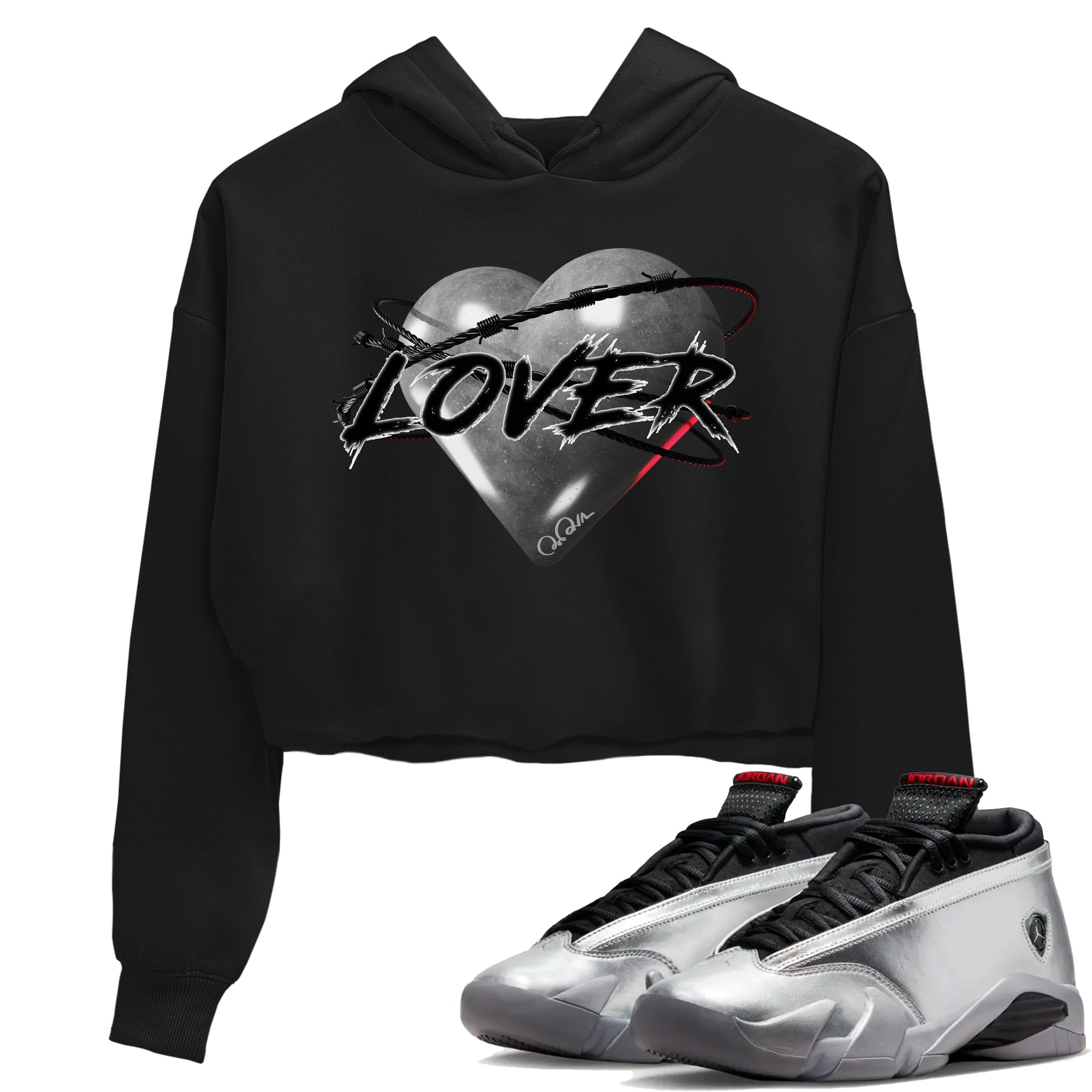 Heart Lover Women's Tops - Air Jordan 14 Metallic Silver