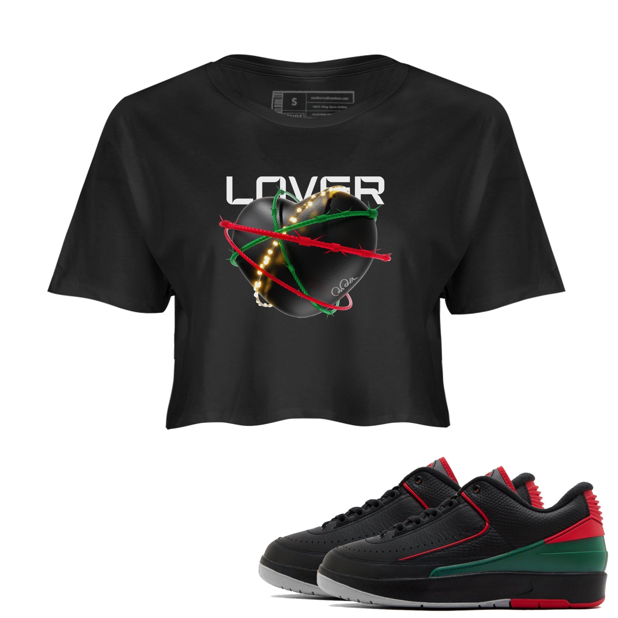 Heart Lover snkmatch Women's Top - Air Jordan 2 Christmas