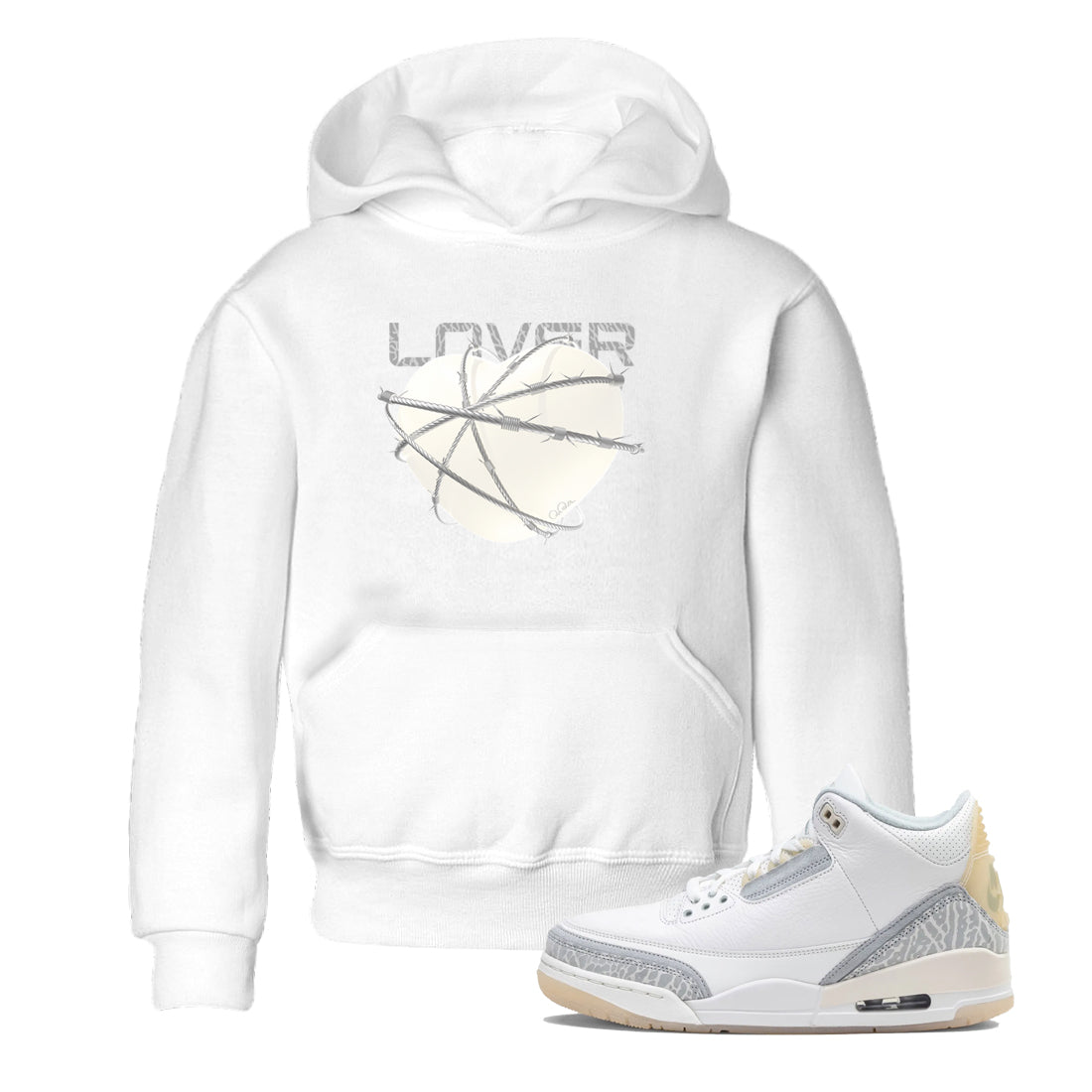 Heart Lover snkmatch Tees Kids - Air Jordan 3 Ivory