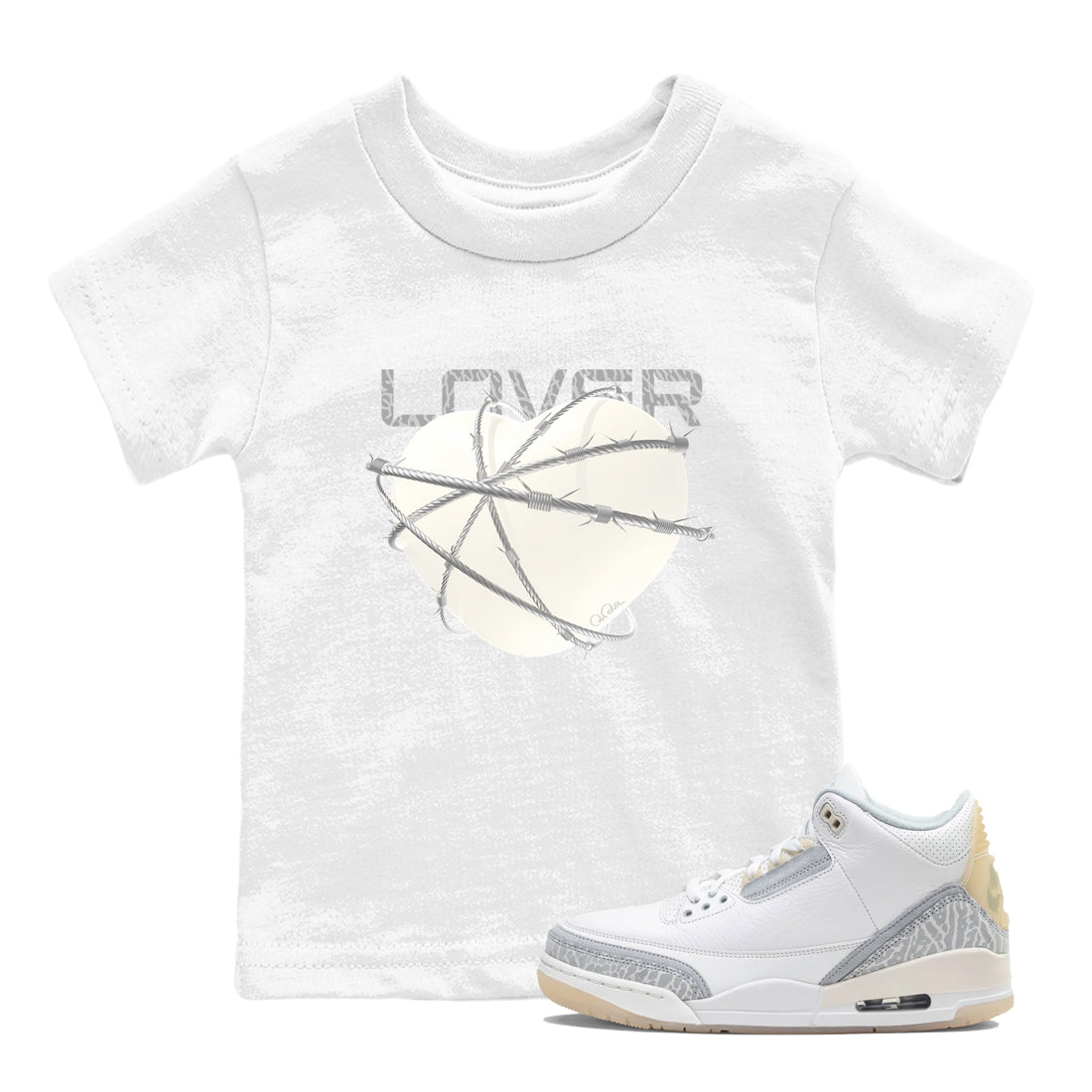 Heart Lover snkmatch Tees Kids - Air Jordan 3 Ivory