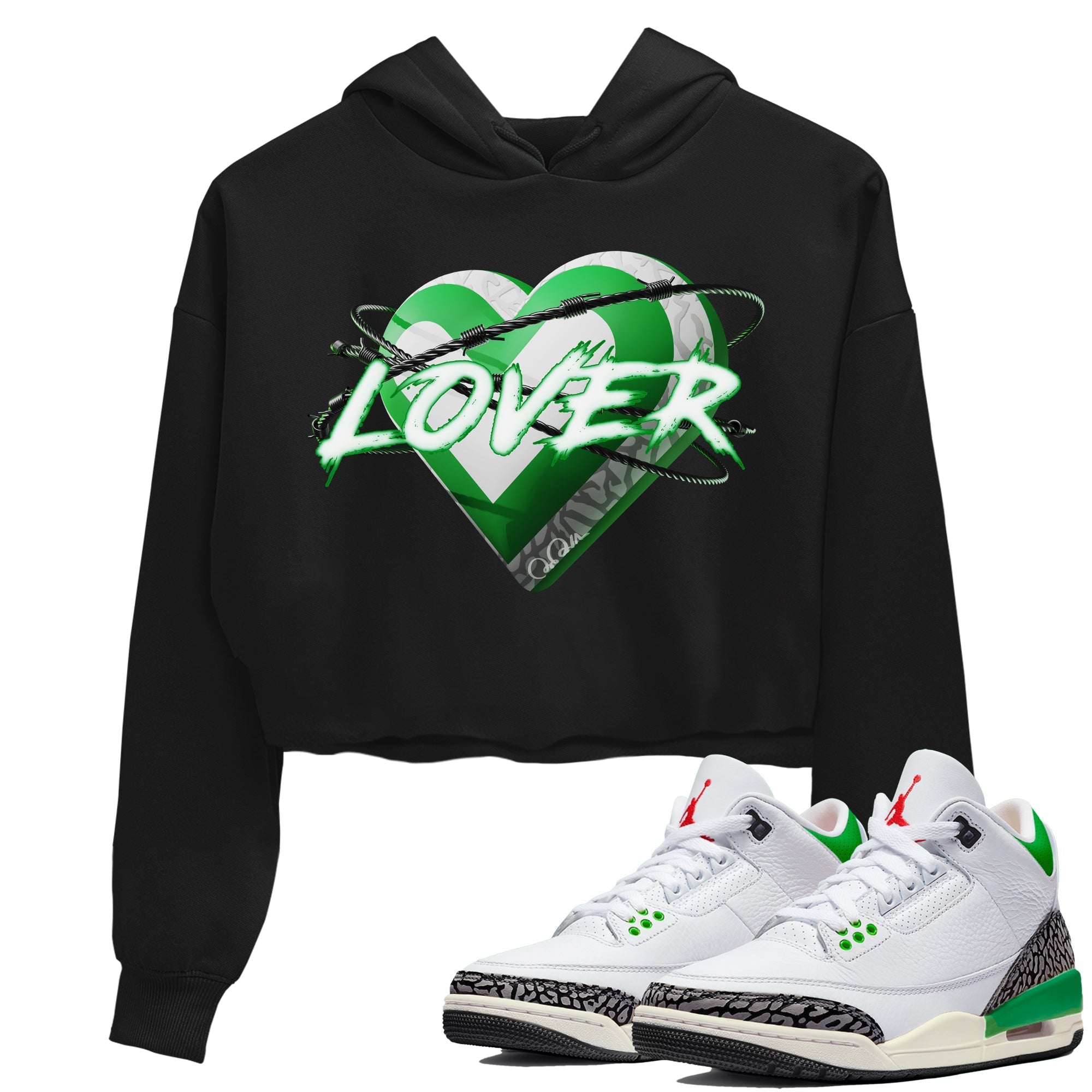Heart Lover Women's Tops - Air Jordan 3 Lucky Green