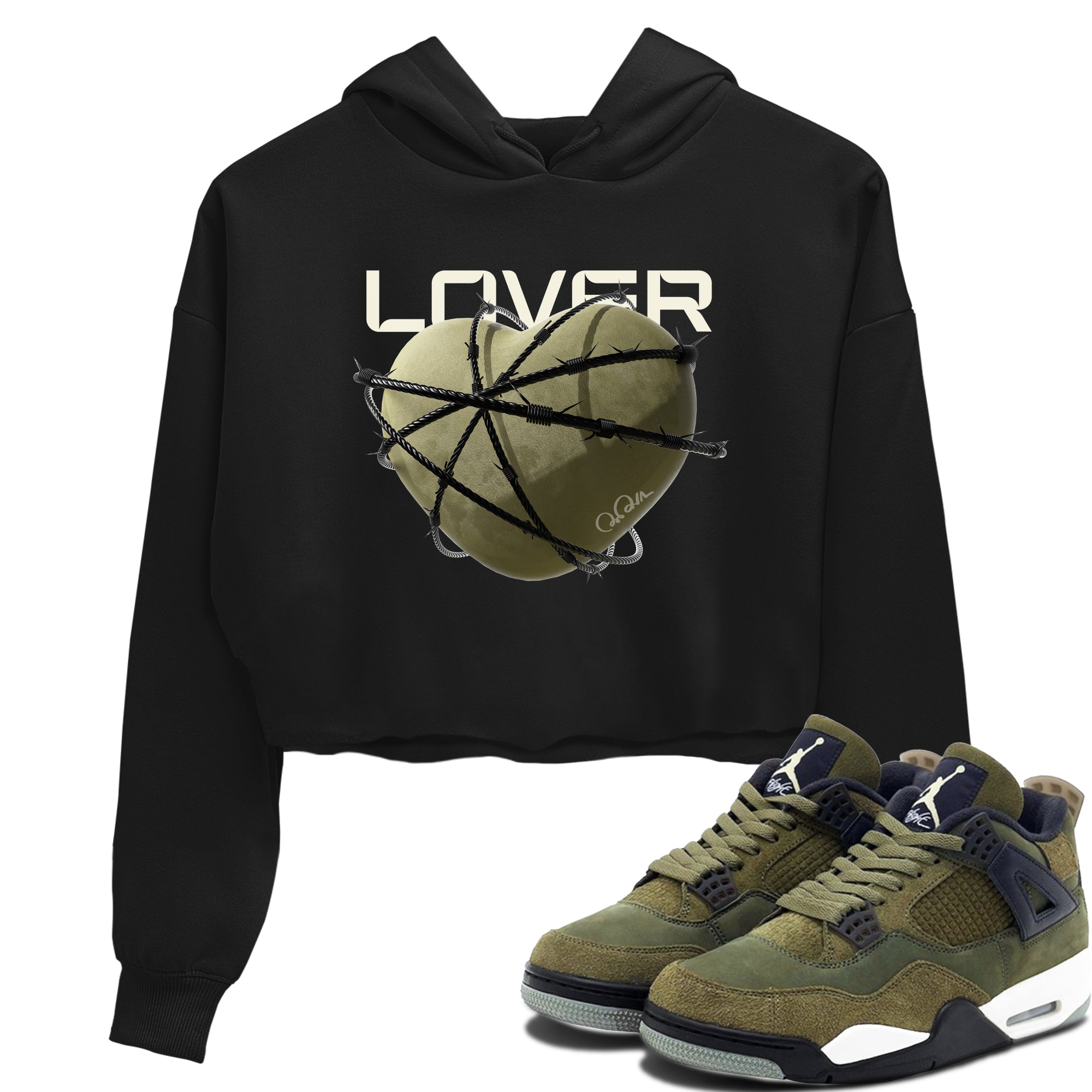 Heart Lover snkmatch Women's Top - Air Jordan 4 Medium Olive