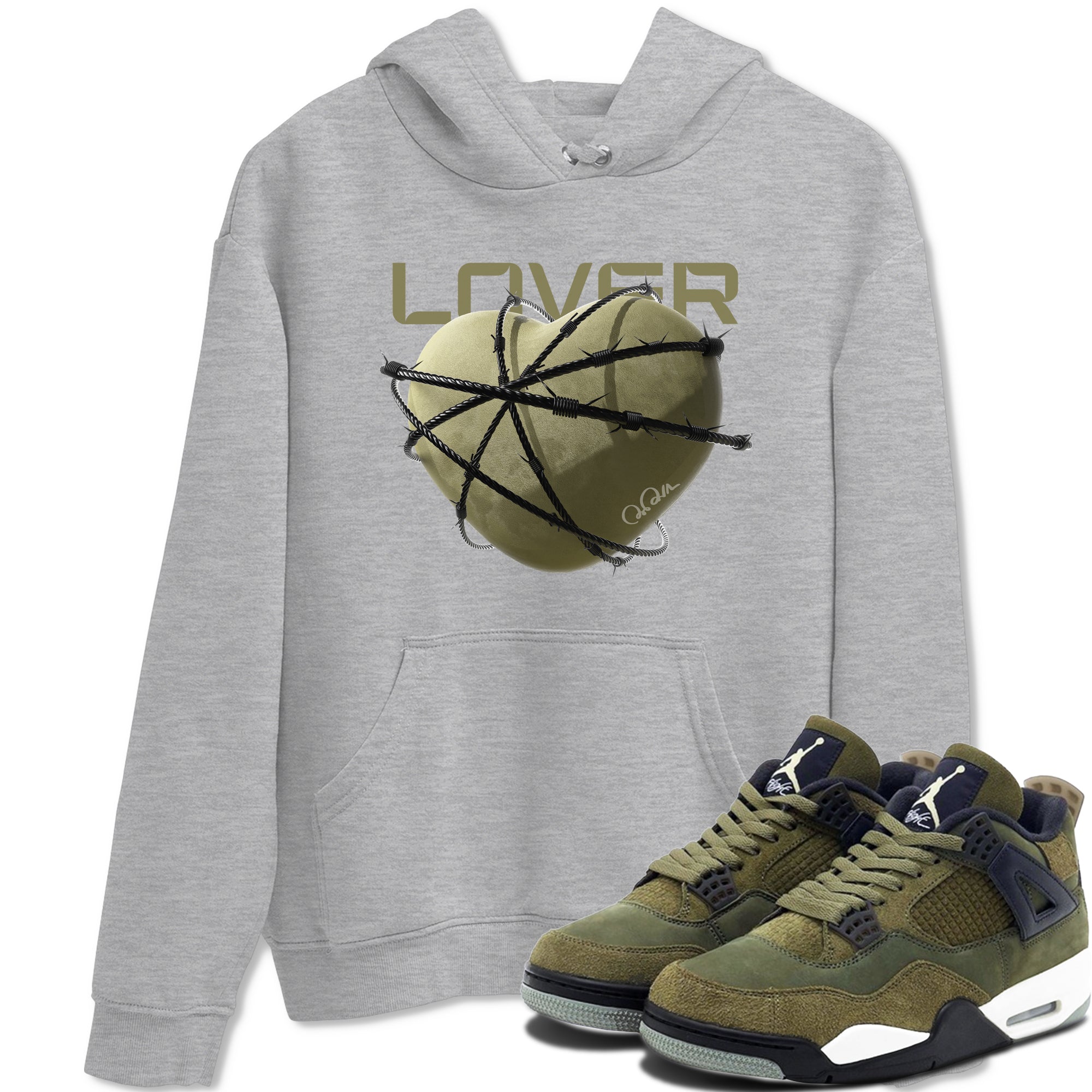 Heart Lover snkmatch Tee - Air Jordan 4 Medium Olive