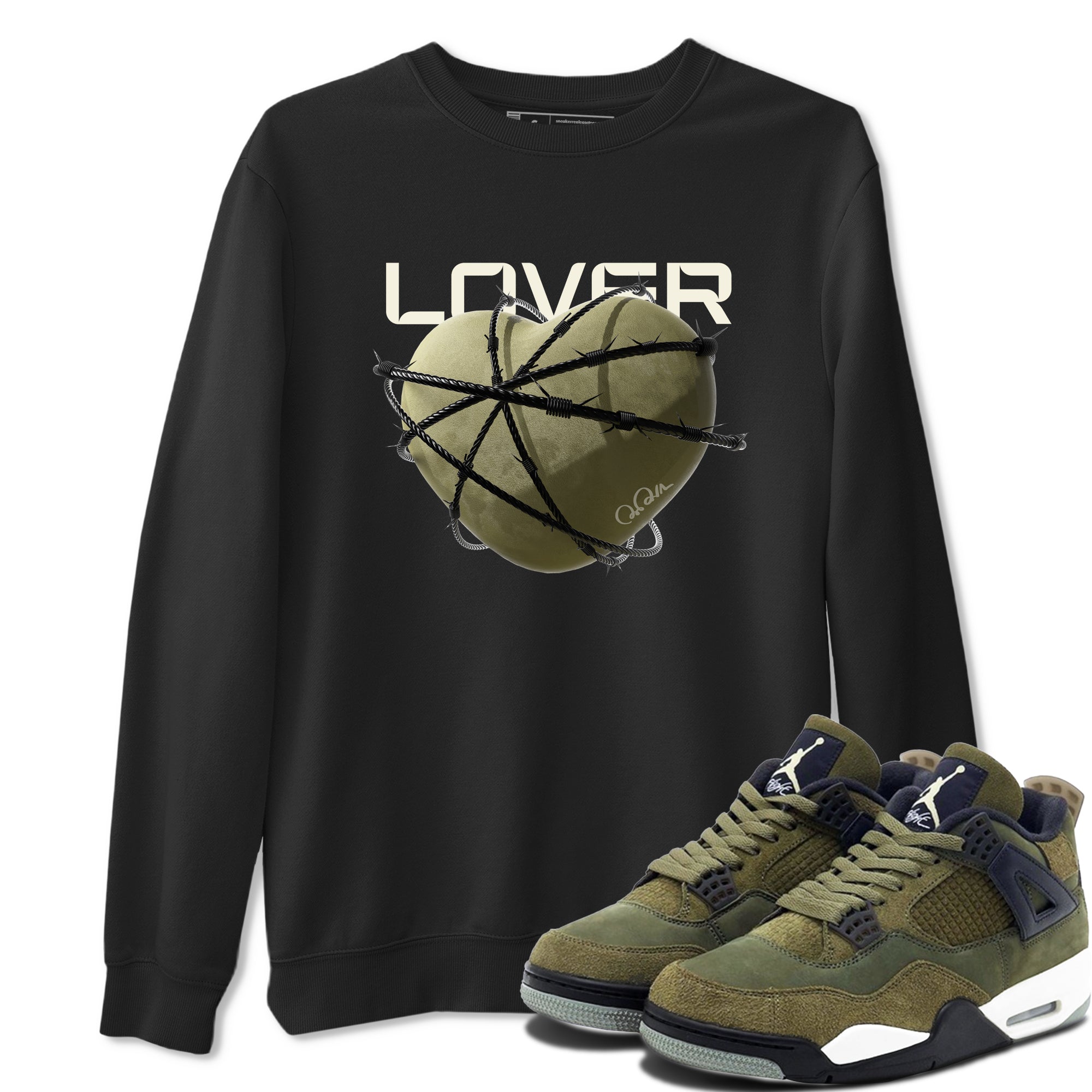 Heart Lover snkmatch Tee - Air Jordan 4 Medium Olive