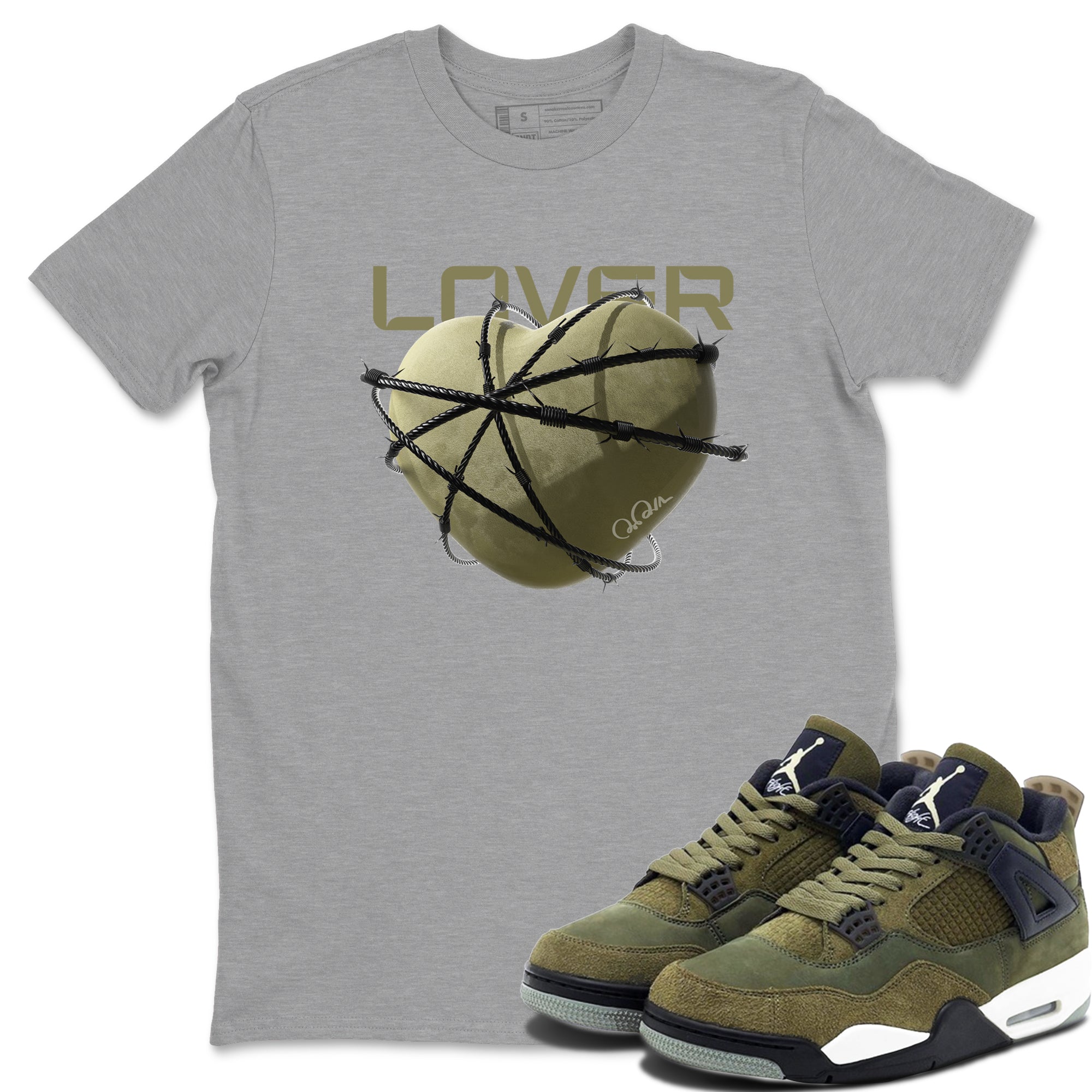 Heart Lover snkmatch Tee - Air Jordan 4 Medium Olive