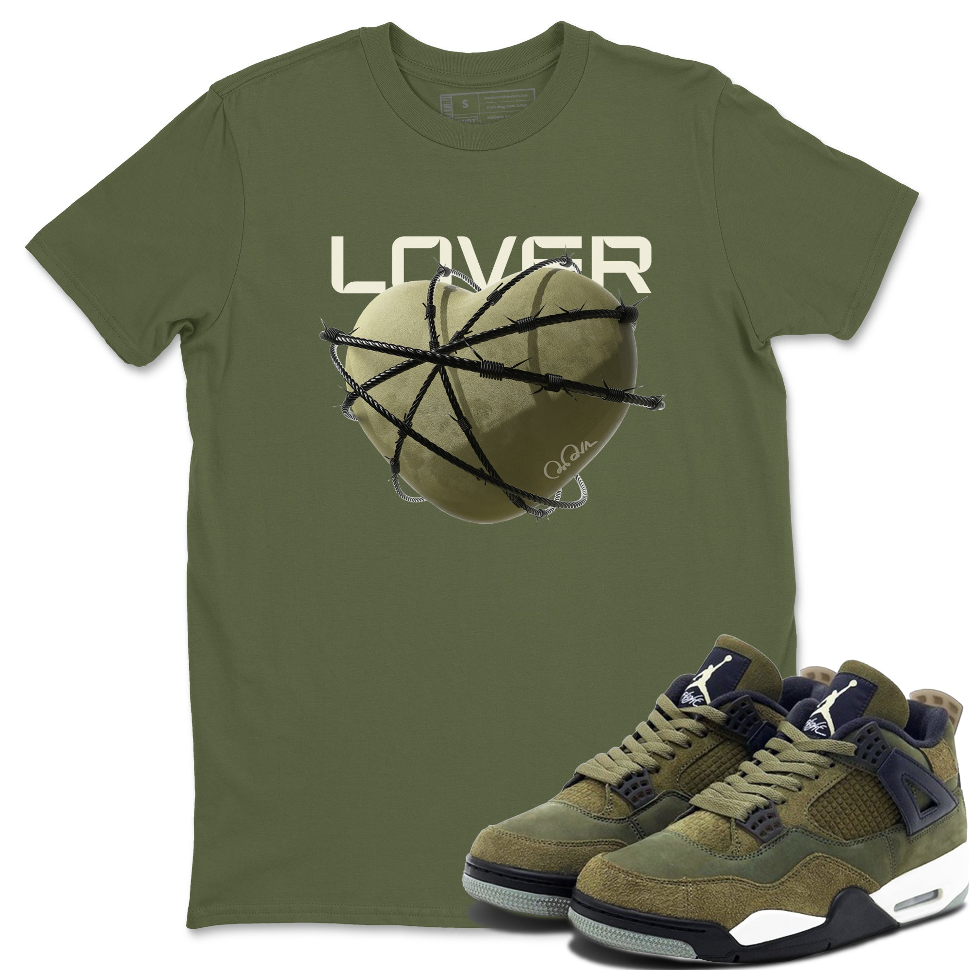 Heart Lover snkmatch Tee - Air Jordan 4 Medium Olive