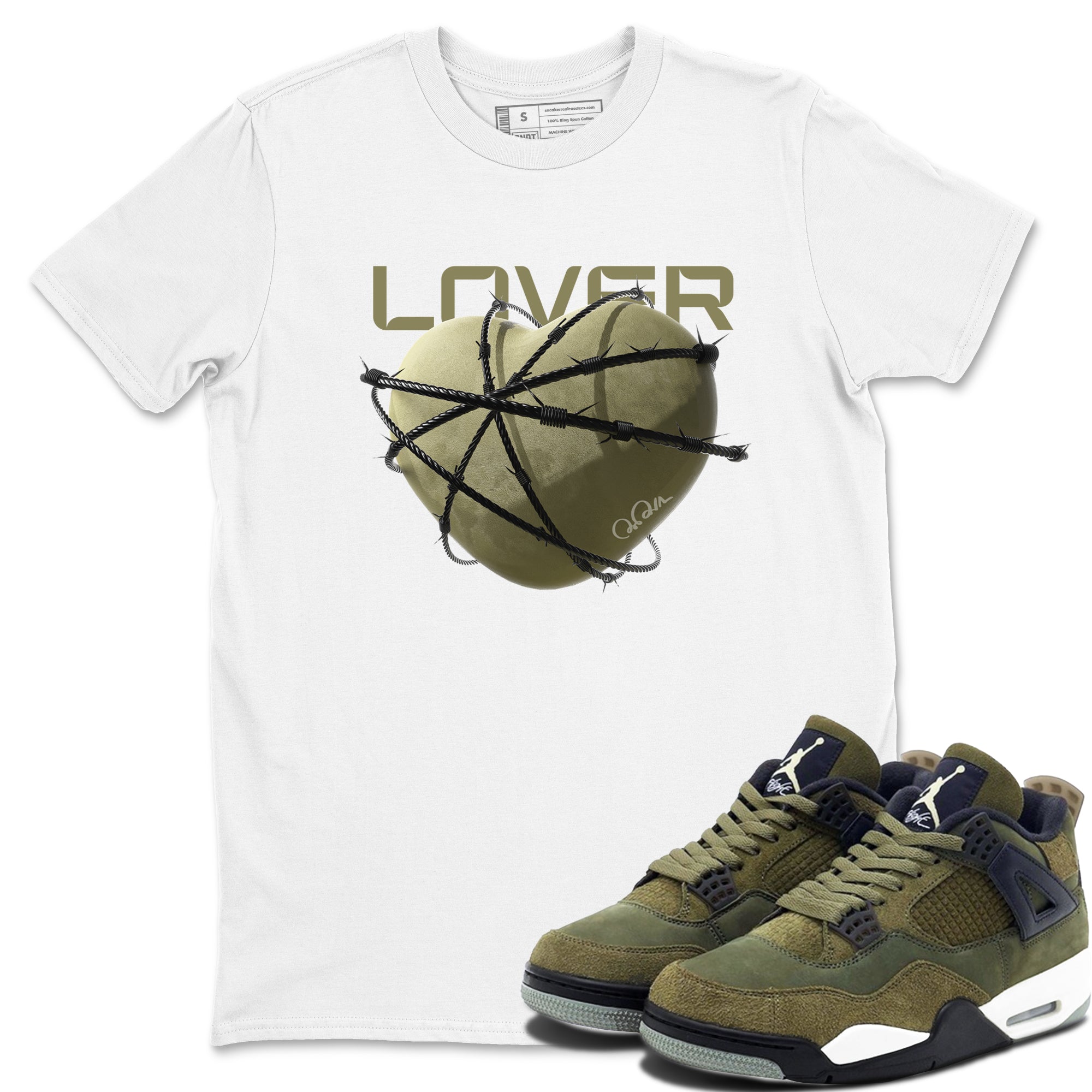 Heart Lover snkmatch Tee - Air Jordan 4 Medium Olive
