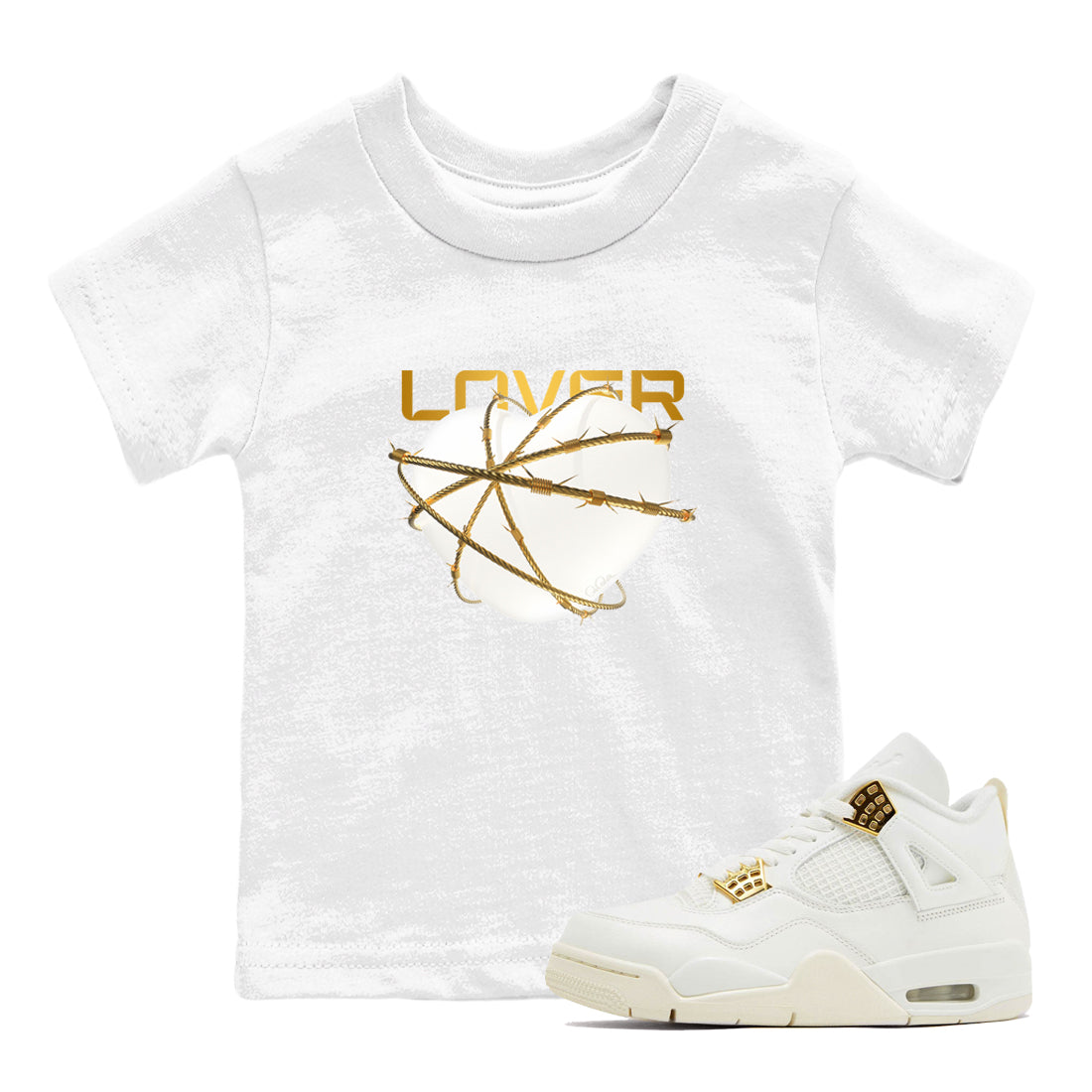 Heart Lover snkmatch Tees Kids - Air Jordan 4 Sail 2024