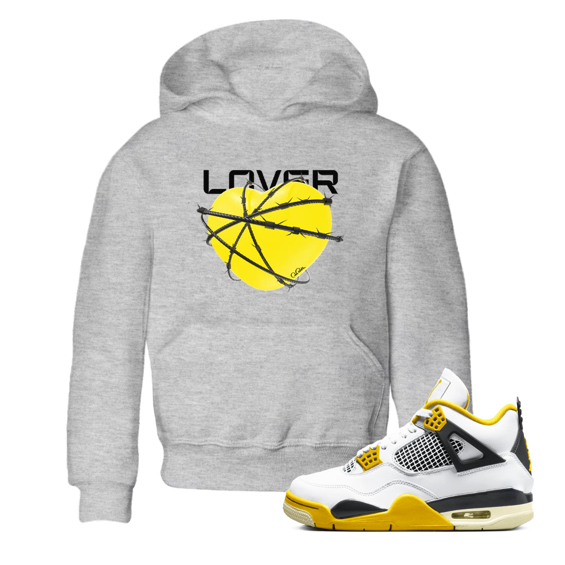 Heart Lover snkmatch Tees Kids - Air Jordan 4 Vivid Sulfur