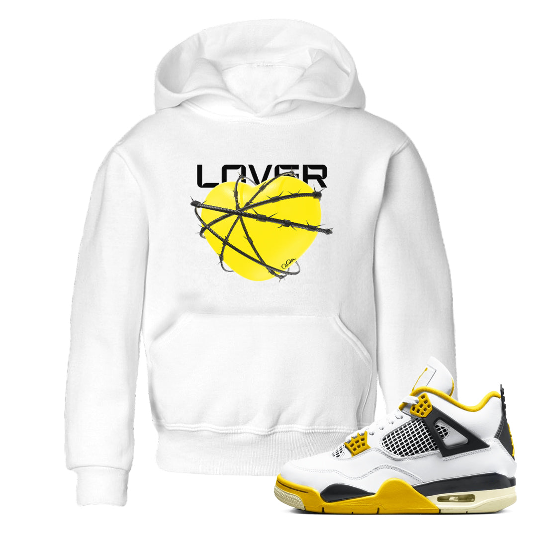 Heart Lover snkmatch Tees Kids - Air Jordan 4 Vivid Sulfur