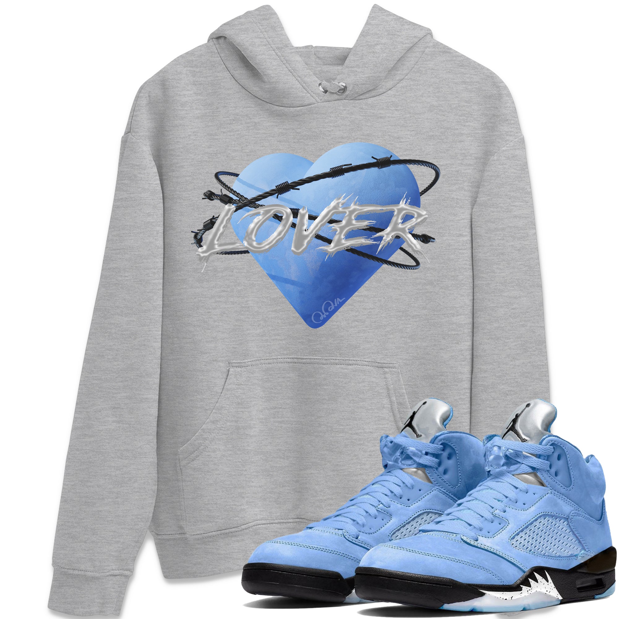 Heart Lover Unisex Tops - Air Jordan 5 UNC