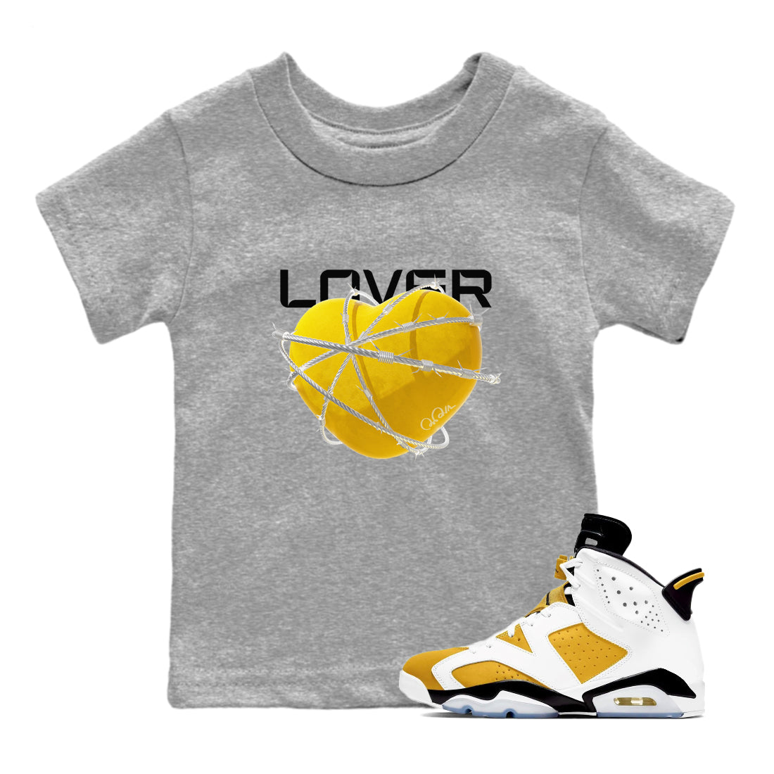 Heart Lover snkmatch Tee Kids - Air Jordan 6 Yellow Ochre